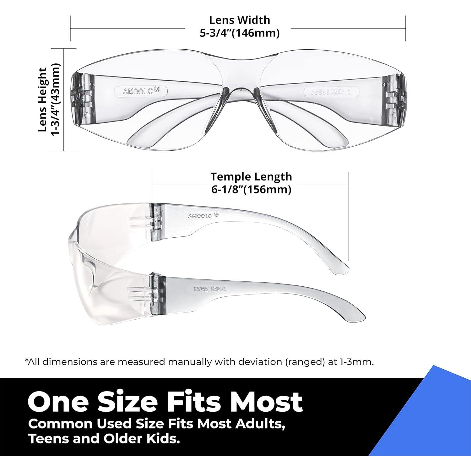 Gafas de Seguridad Amoolo Claras Adulto Paquete 144