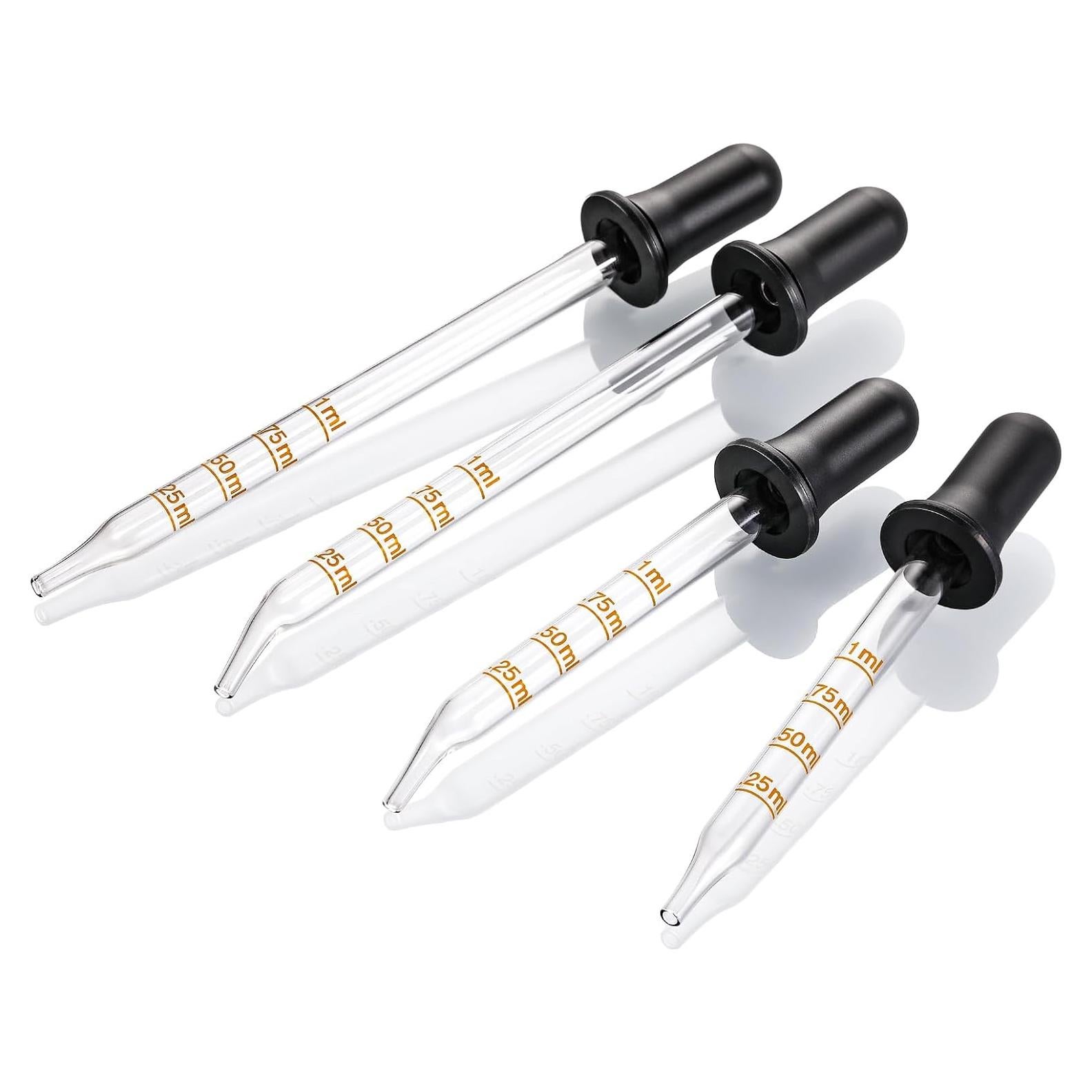 Paquete de 4 goteros de vidrio 1 mL - Punta larga y corta