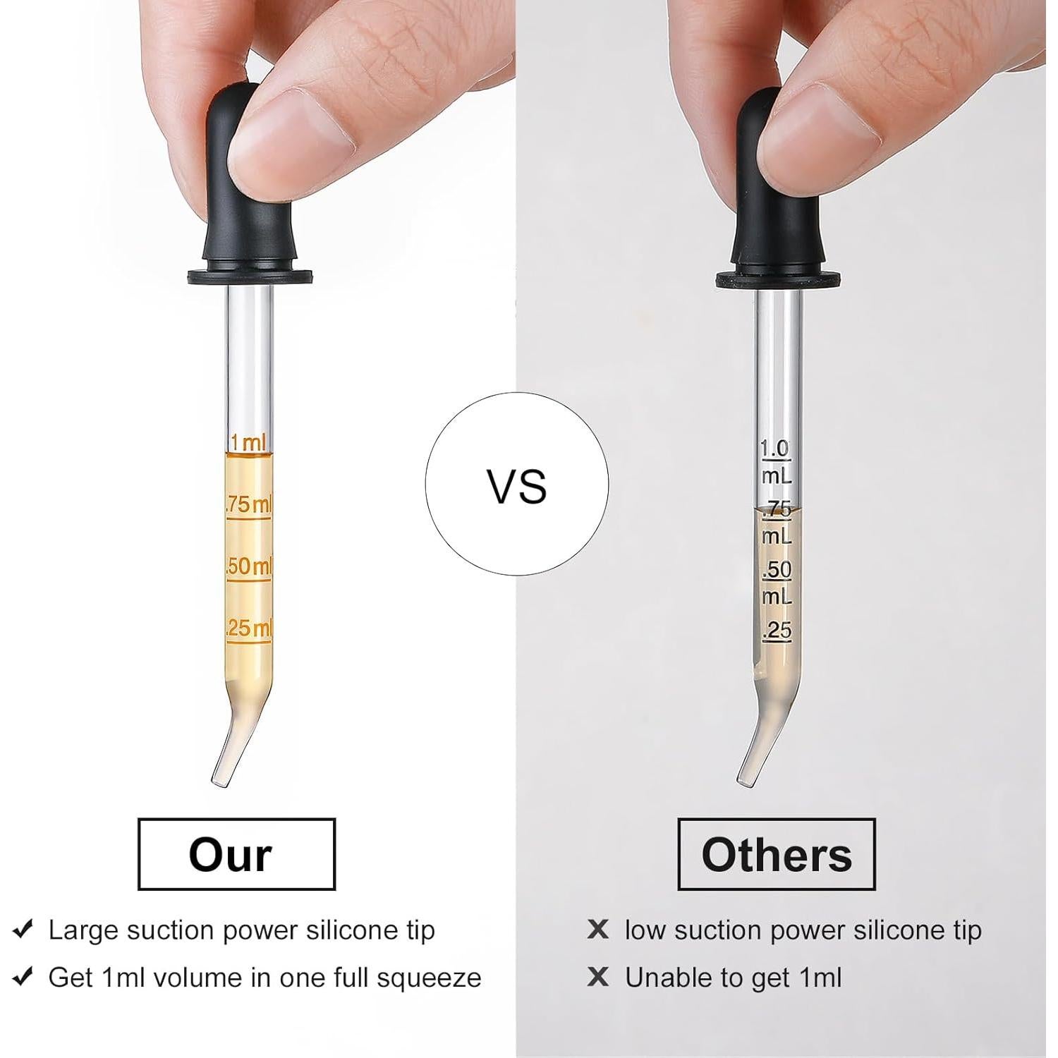 Paquete de 4 goteros de vidrio 1 mL - Punta larga y corta