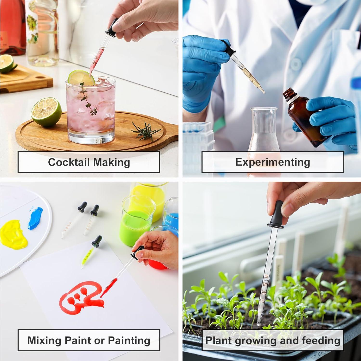 Paquete de 4 goteros de vidrio 1 mL - Punta larga y corta