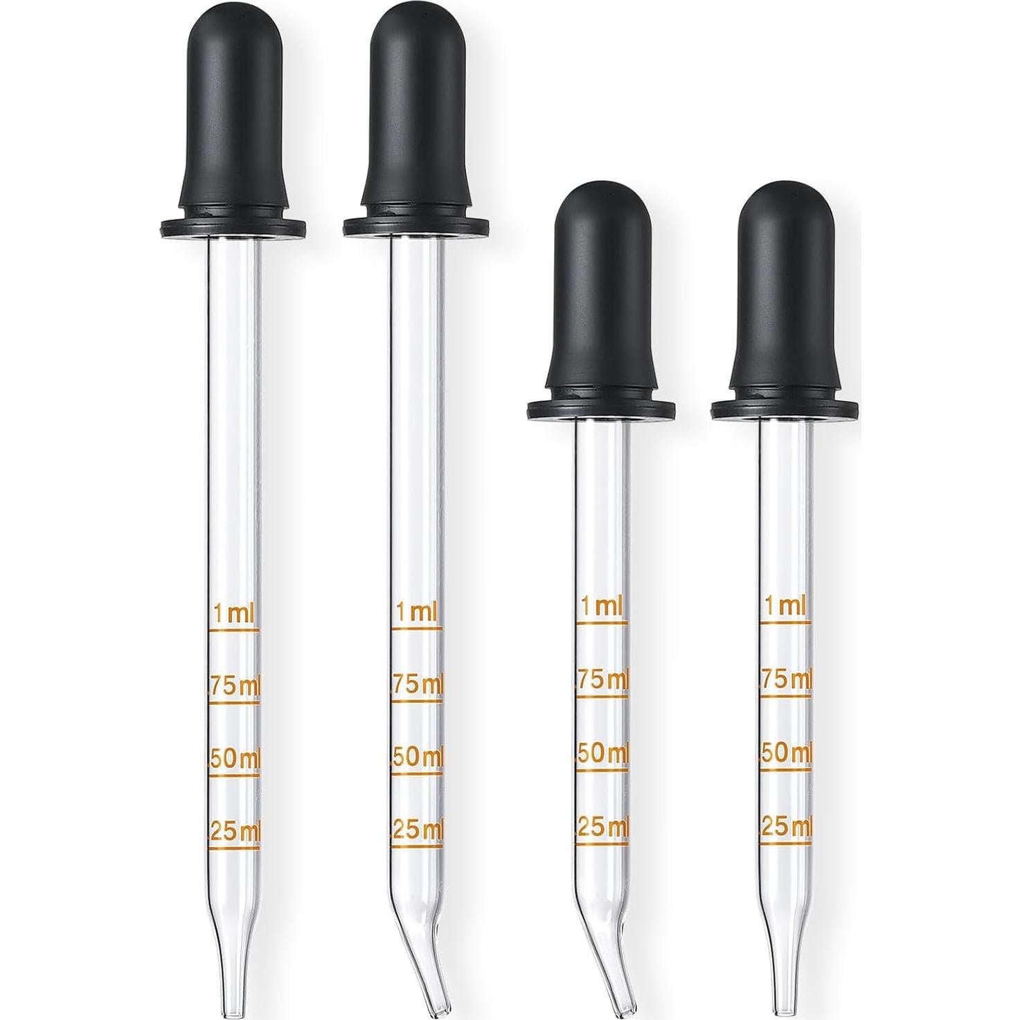 Paquete de 4 goteros de vidrio 1 mL - Punta larga y corta