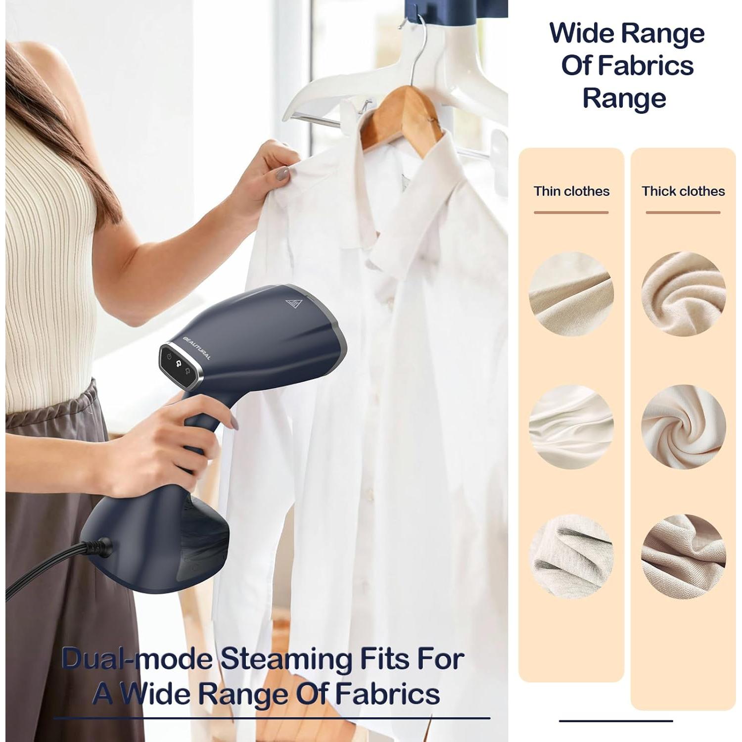 Vaporizador de Ropa Portátil BEAUTURAL 1500W 250ml Calentamiento 25s