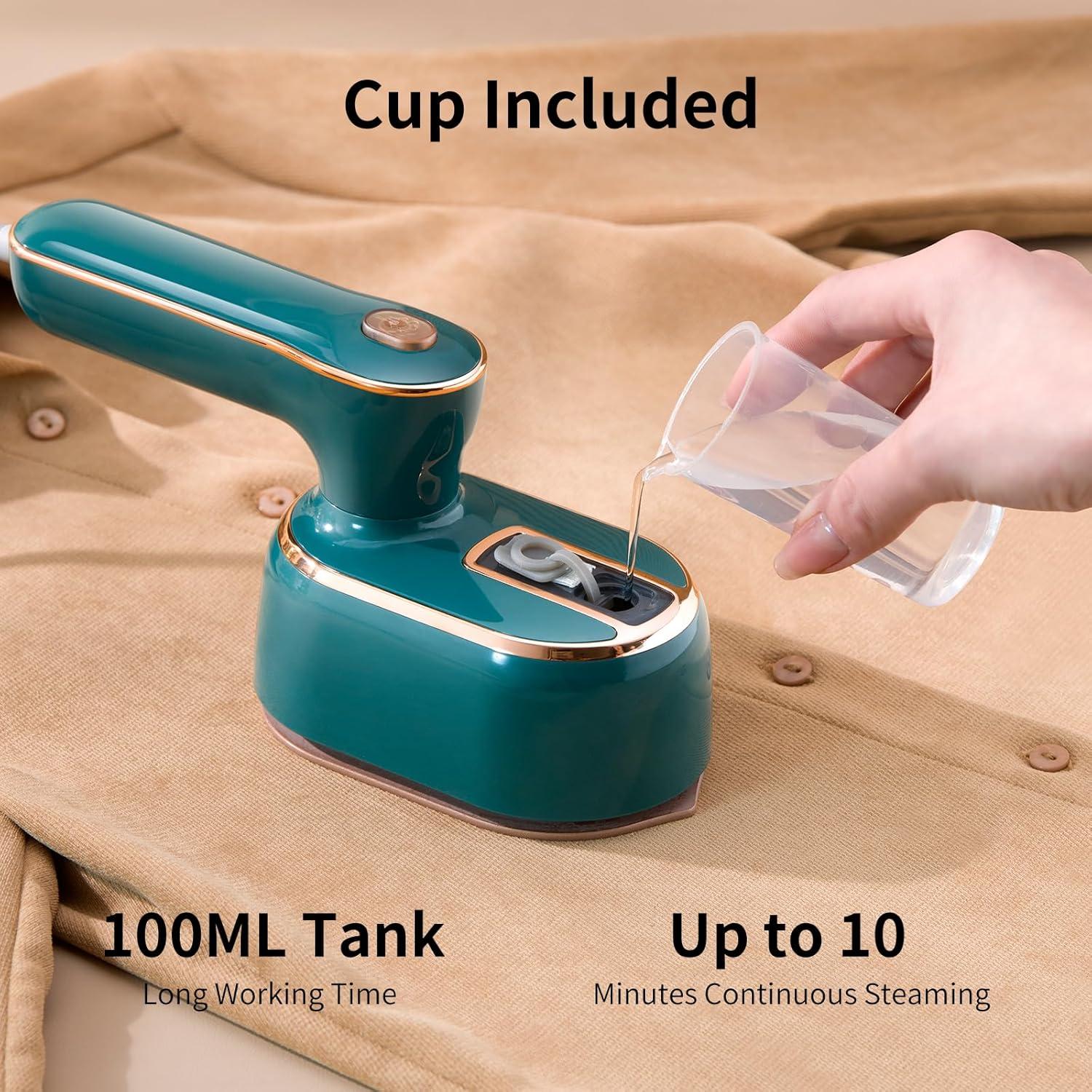 Plancha de Vapor de Viaje TEKI 1000W Compacta 100ml Verde