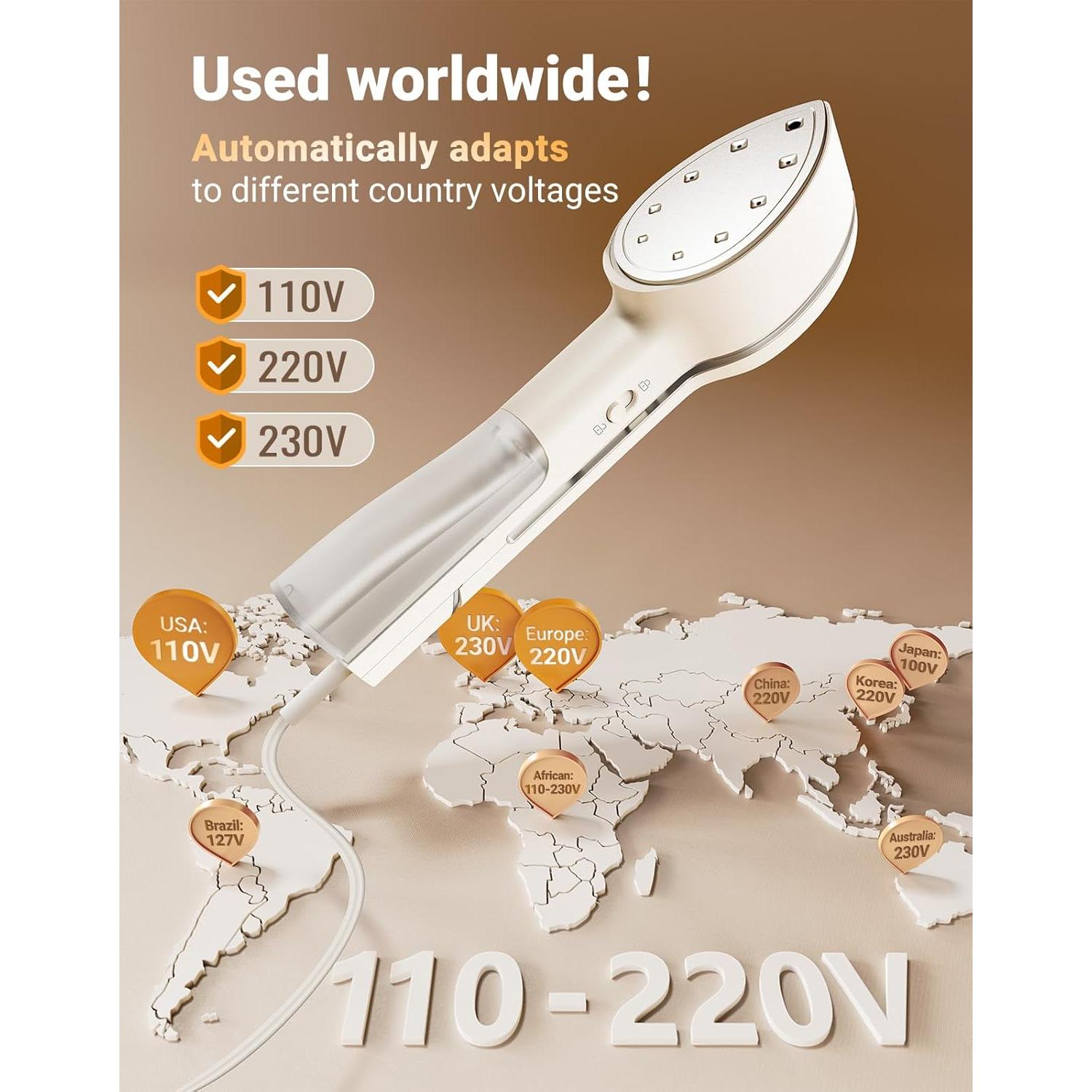 Plancha de Vapor Jack y Rose B1, Doble Voltaje 110-220V, 3 en 1