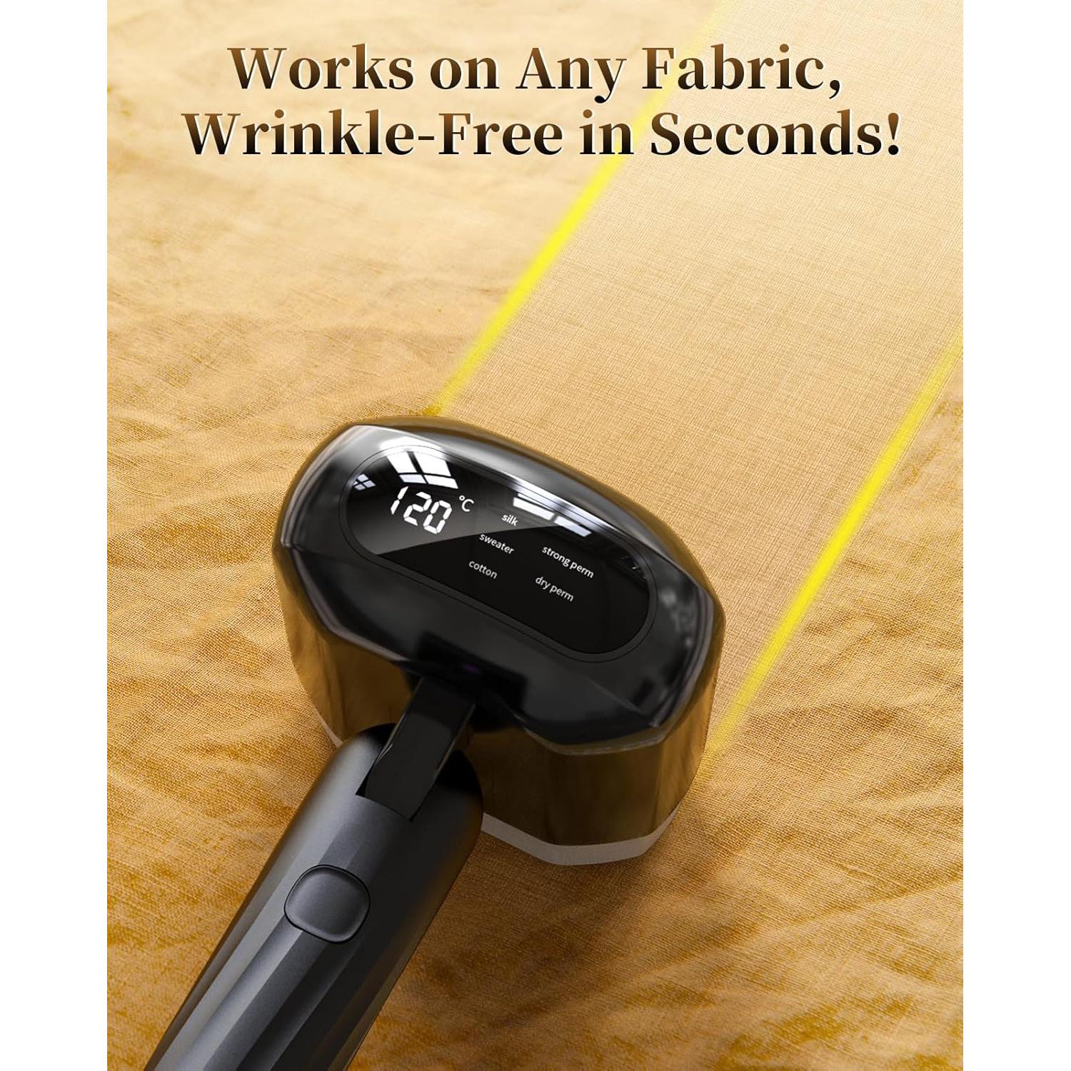 2025 Upgrade Steamer for Clothes, 2 in 1 Iron & Steamer for Quick Wrinkle Removal, 5 Adjustable Grades Temperature with LED Digital Display for Home, Office and Travel Use