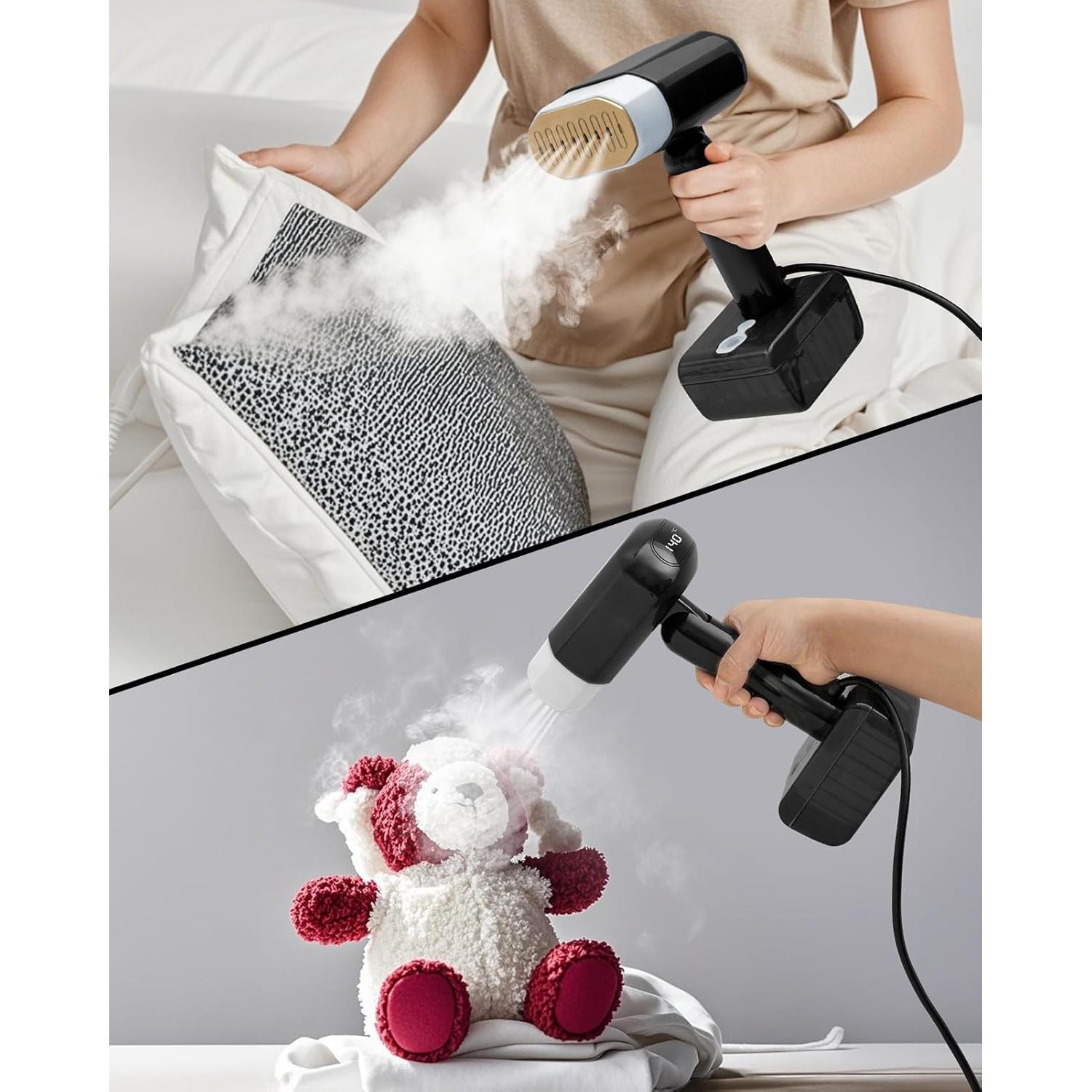 2025 Upgrade Steamer for Clothes, 2 in 1 Iron & Steamer for Quick Wrinkle Removal, 5 Adjustable Grades Temperature with LED Digital Display for Home, Office and Travel Use