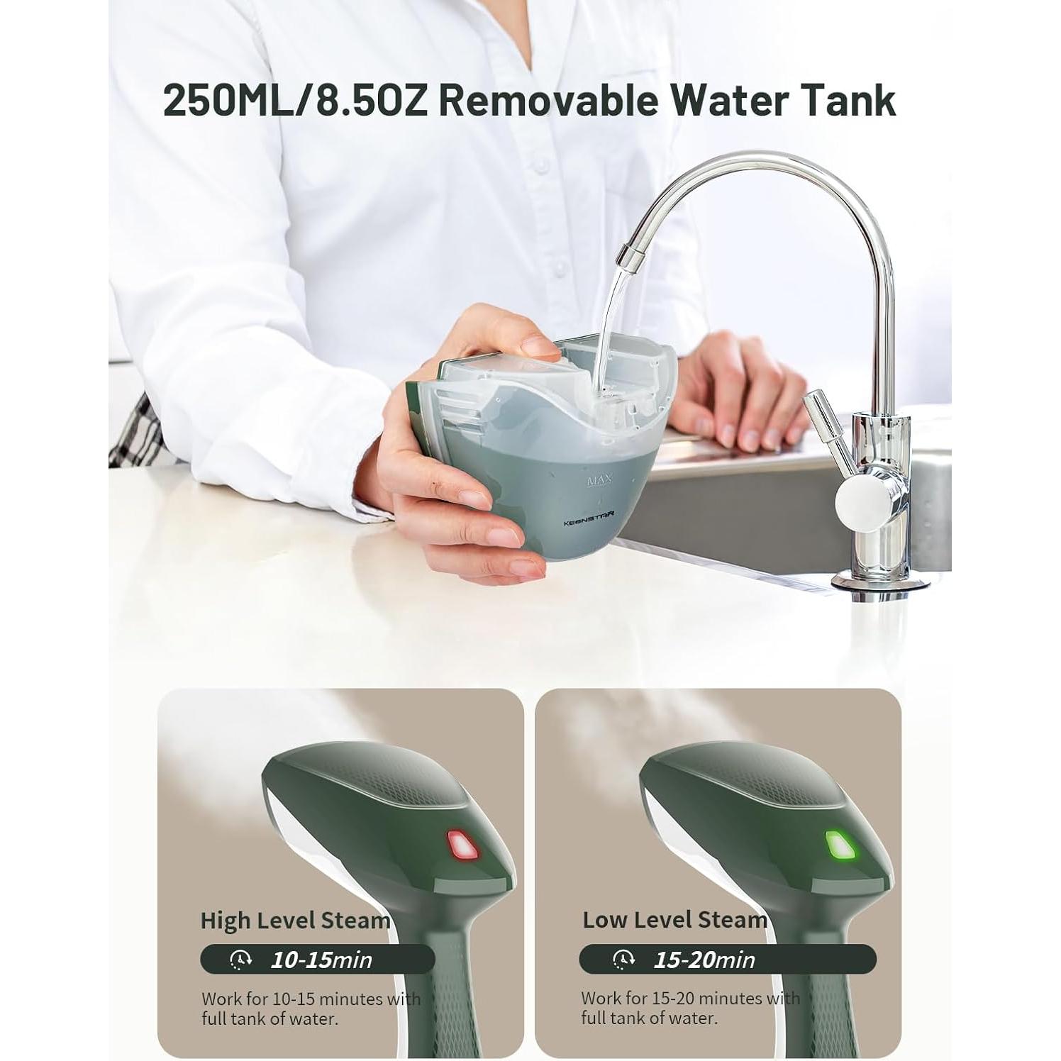 Vaporizador de Ropa KEENSTAR 1500W Portátil 250ml Verde