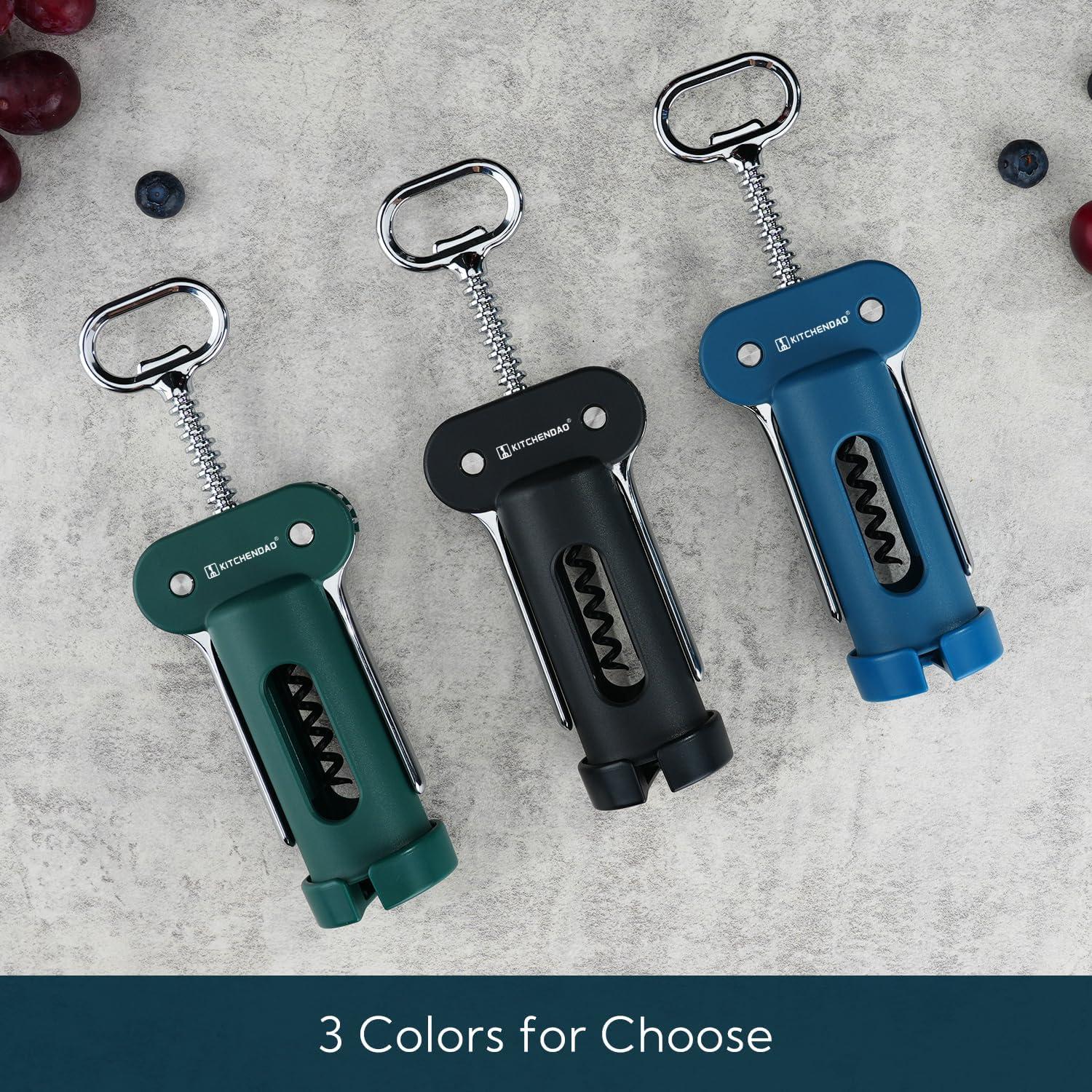 Sacacorchos KITCHENDAO 3 en 1 con Cortador y Abrebotellas