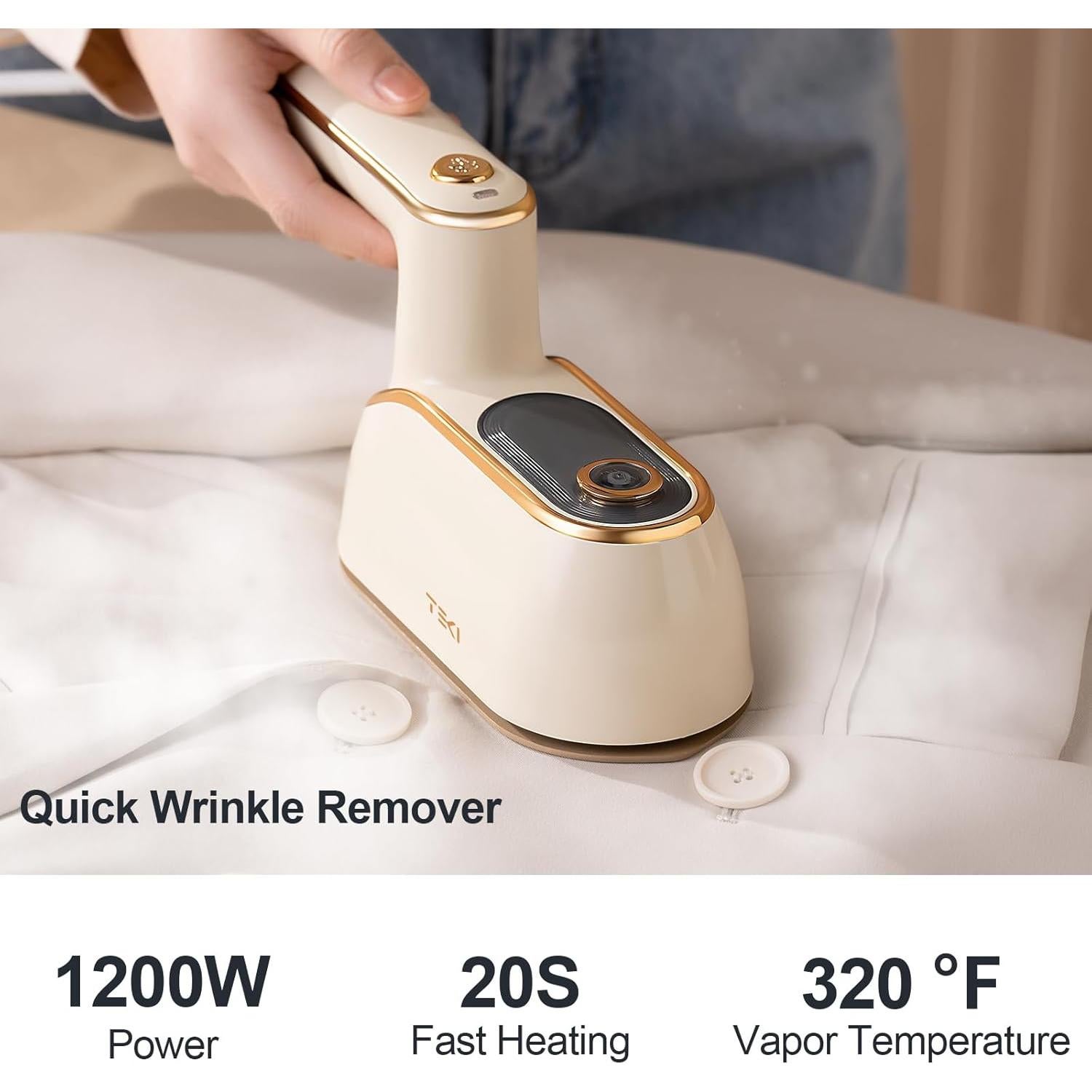 Plancha de Vapor Portátil TEKI 1200W 150ml Plegable para Ropa