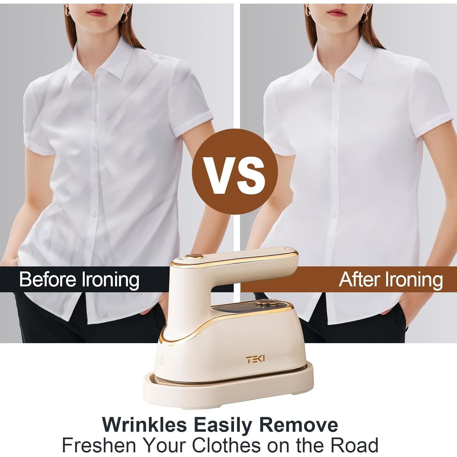 Plancha de Vapor Portátil TEKI 1200W 150ml Plegable para Ropa