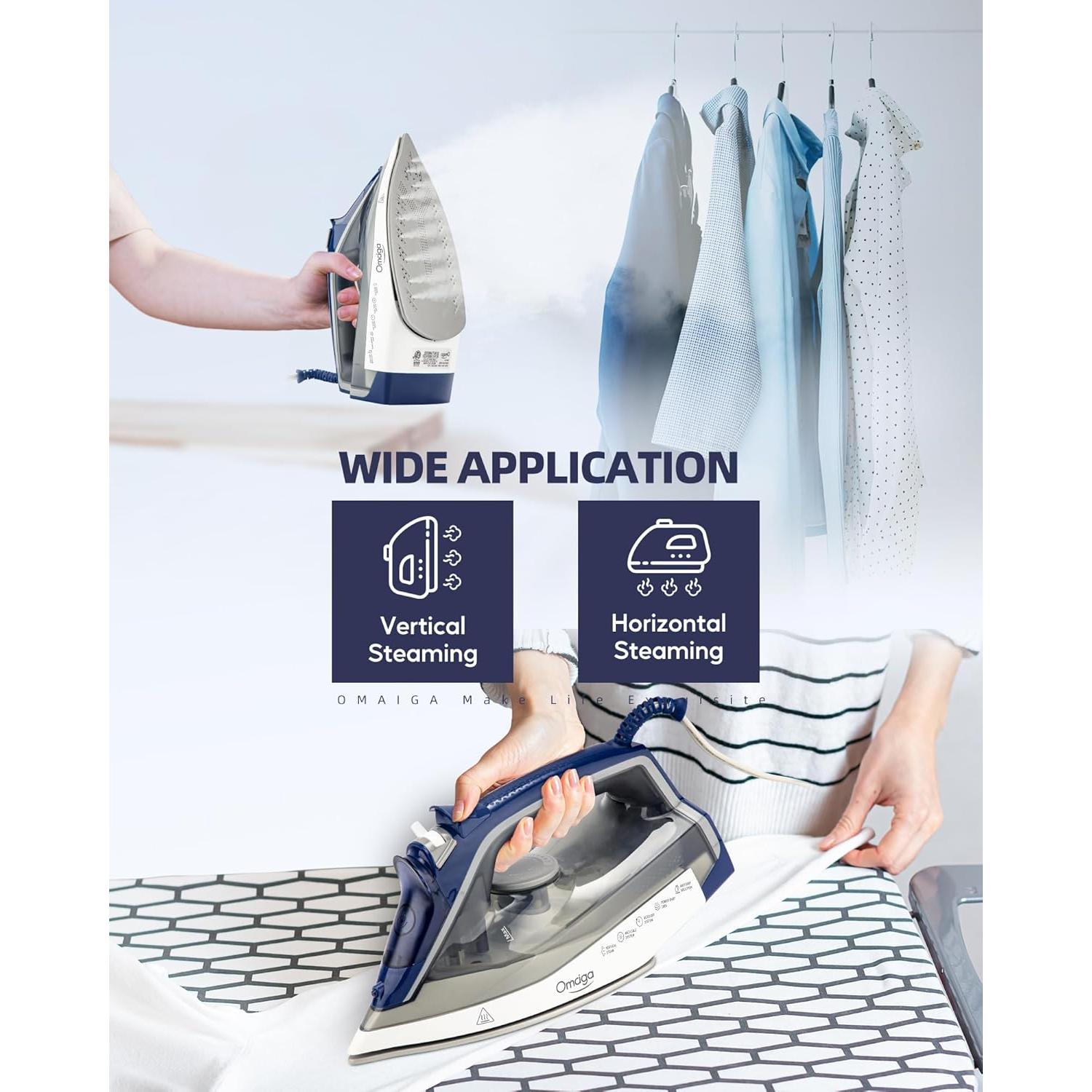 Plancha de vapor OMAIGA 1750W con suela de cerámica 400ml