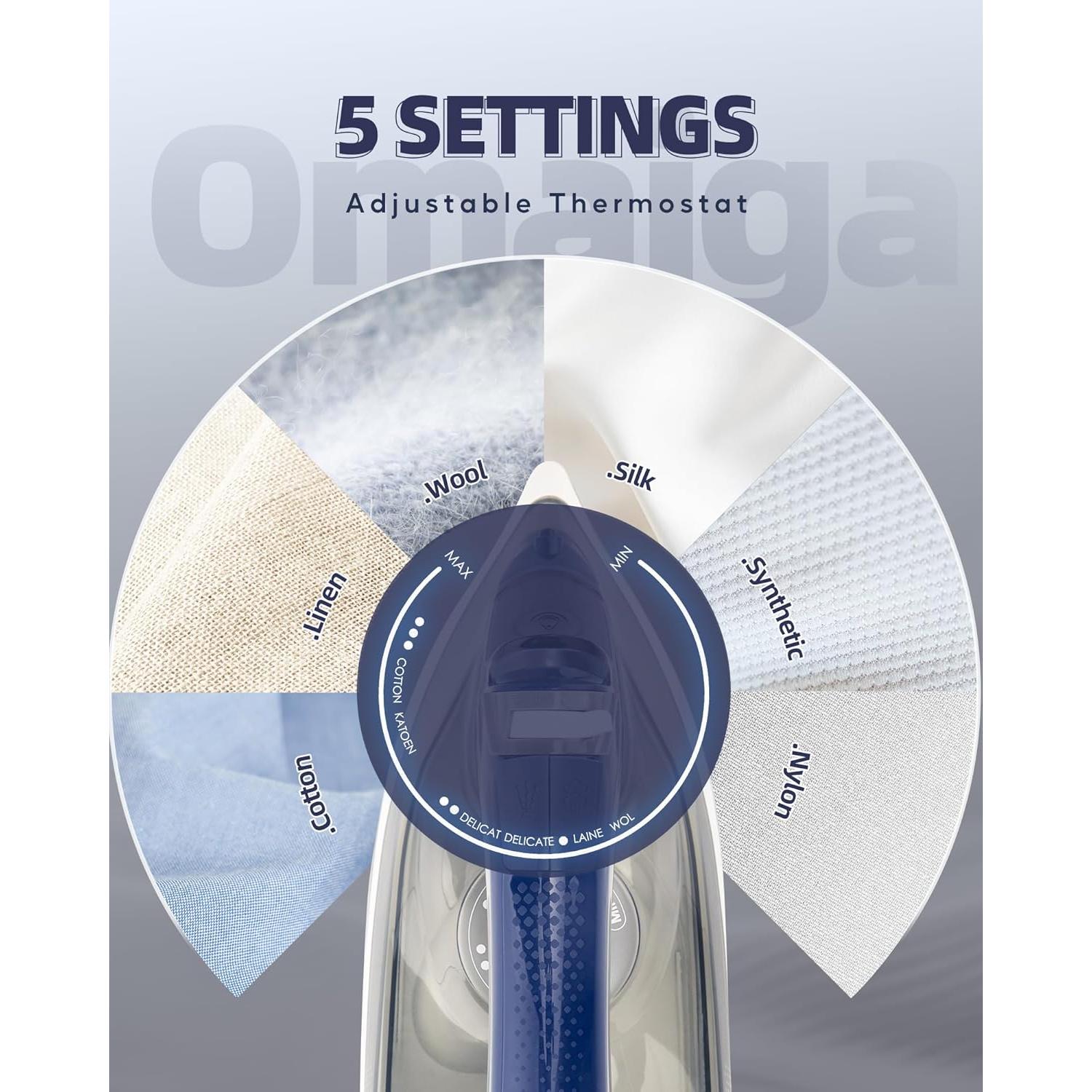 Plancha de vapor OMAIGA 1750W con suela de cerámica 400ml