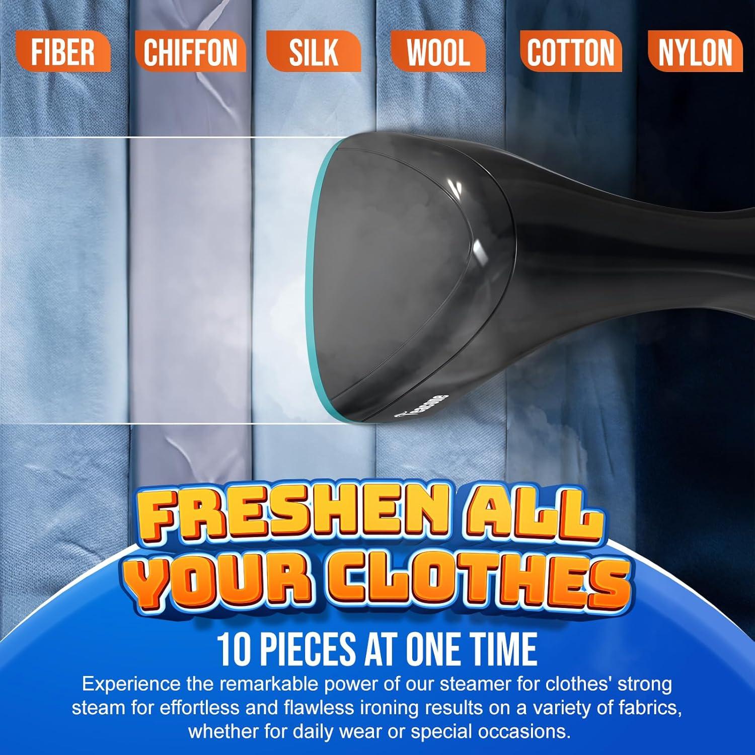 15s Fast Heat-Up and 1500W Powerful Steamer for Clothes with 3 Modes and 300ml Water Tank, Portable Clothes Steamer Iron with Heat-Resistant Glove and Fabric Brush for Home, Dorm, Travel