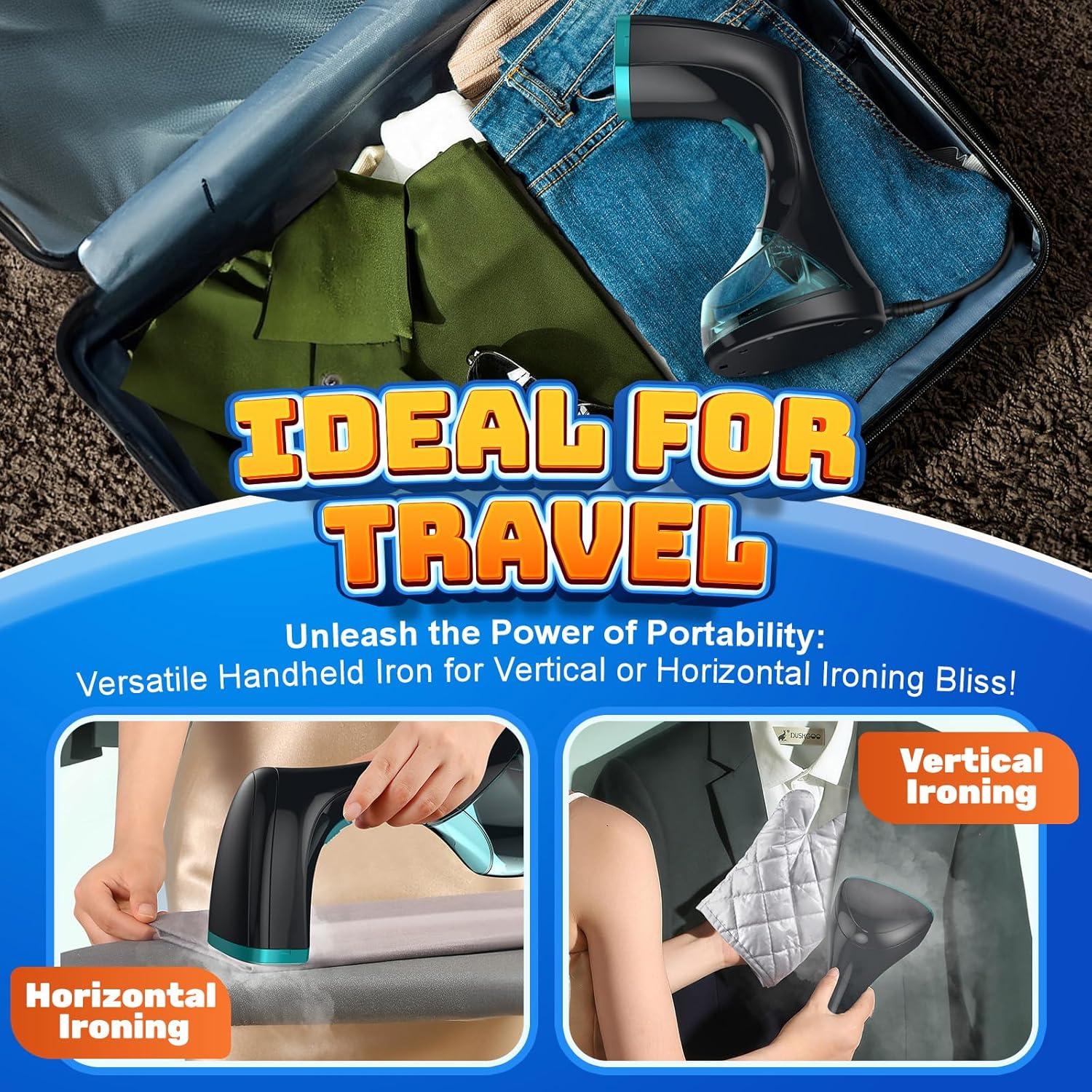 15s Fast Heat-Up and 1500W Powerful Steamer for Clothes with 3 Modes and 300ml Water Tank, Portable Clothes Steamer Iron with Heat-Resistant Glove and Fabric Brush for Home, Dorm, Travel