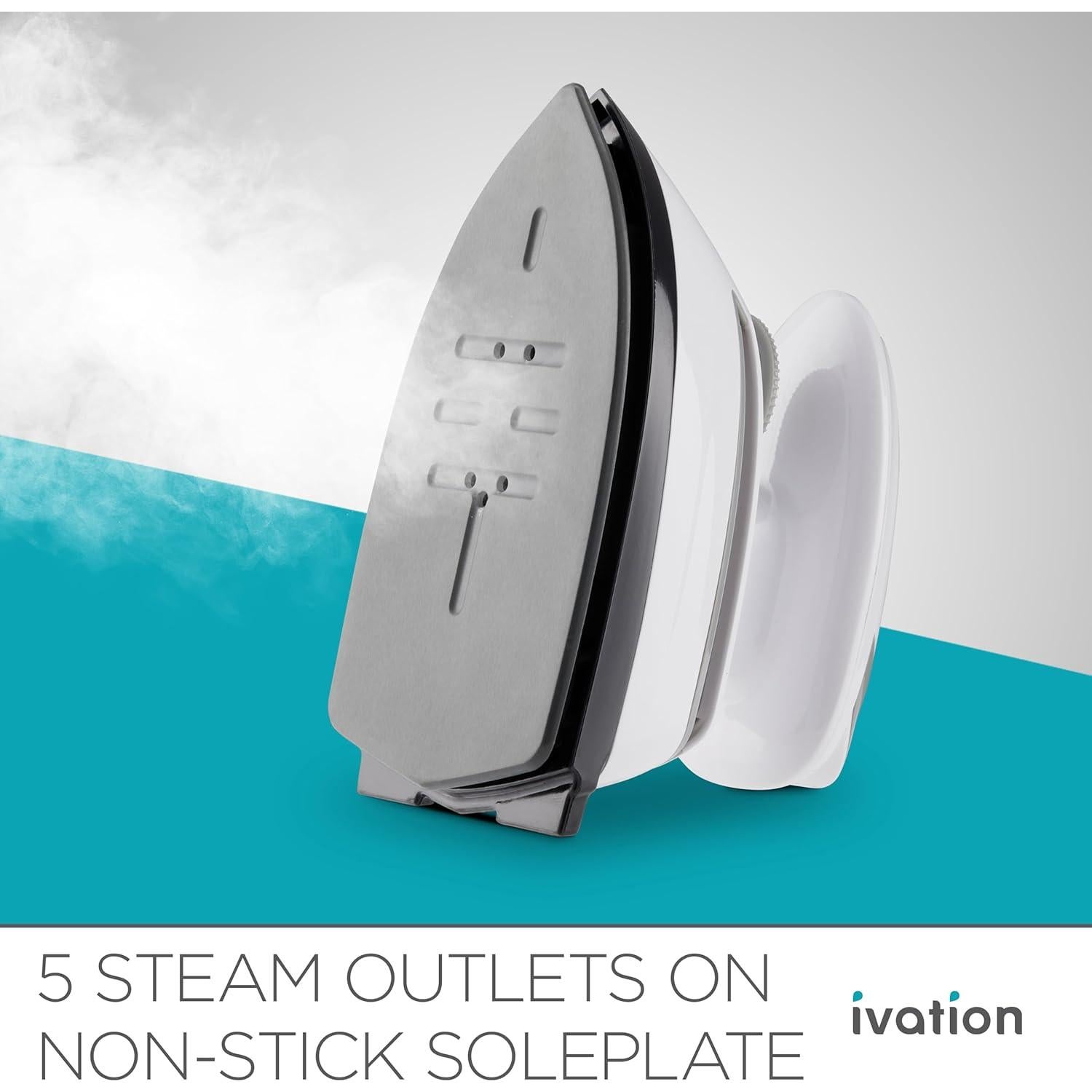 Ivation Travel Steam Iron | Mini Dual Voltage Dry Iron & Clothes Steamer with Nonstick Soleplate, Temperature Control & Indicator Light | Heats in Seconds, Small & Compact, ETL Certified, 1.3 Lbs.