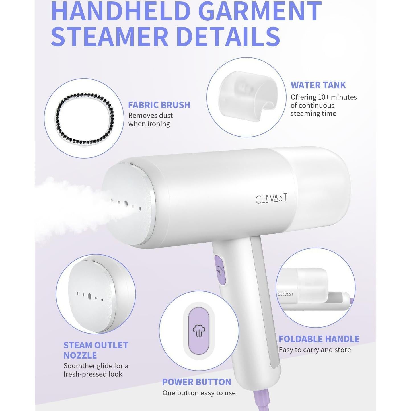 Vaporizador de Mano CLEVAST 1200W Plegable 150ml