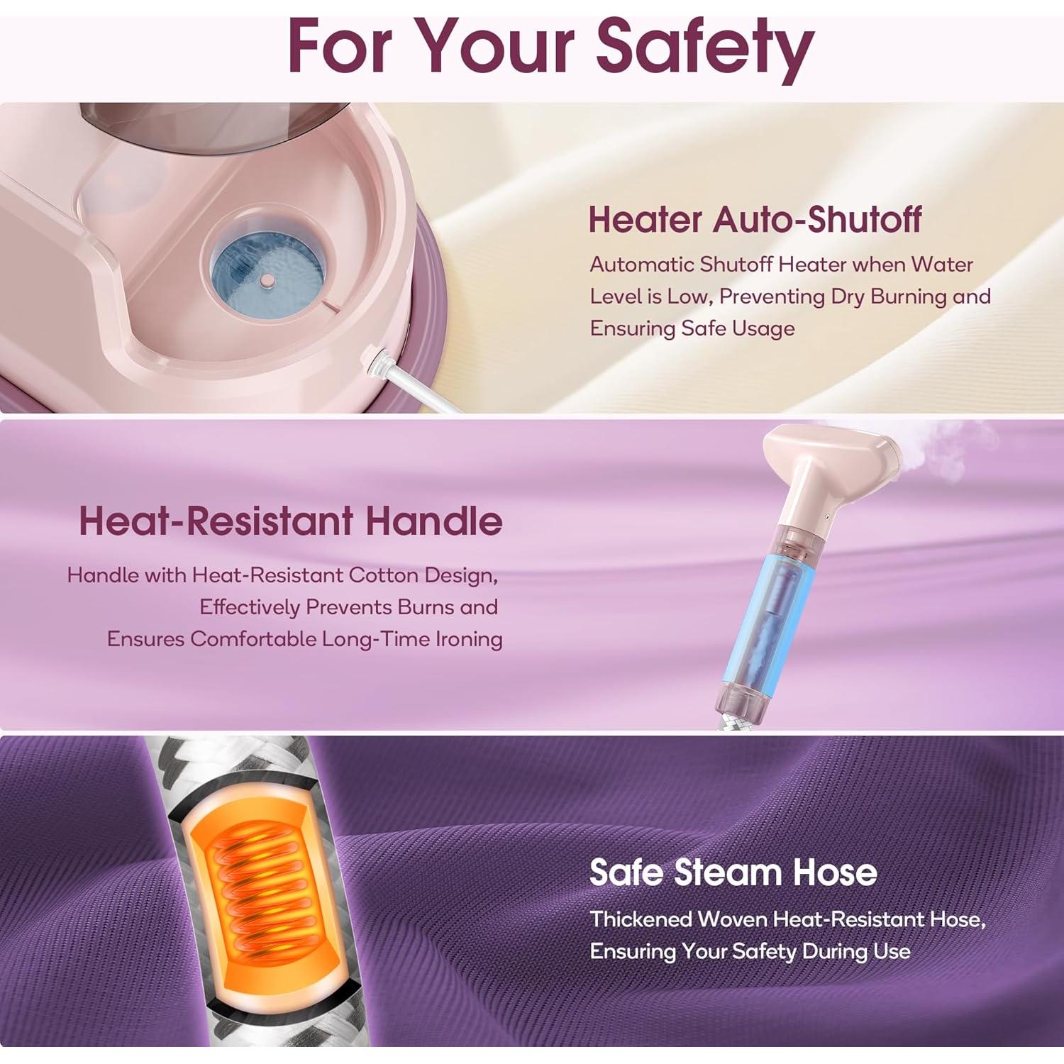 Vaporizador de Ropa de Pie Newbealer 1500W Rosa 1.7L