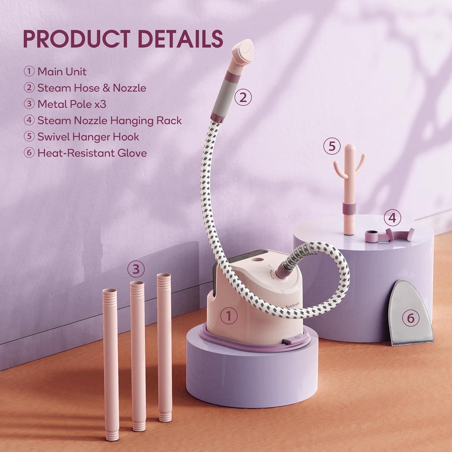 Vaporizador de Ropa de Pie Newbealer 1500W Rosa 1.7L