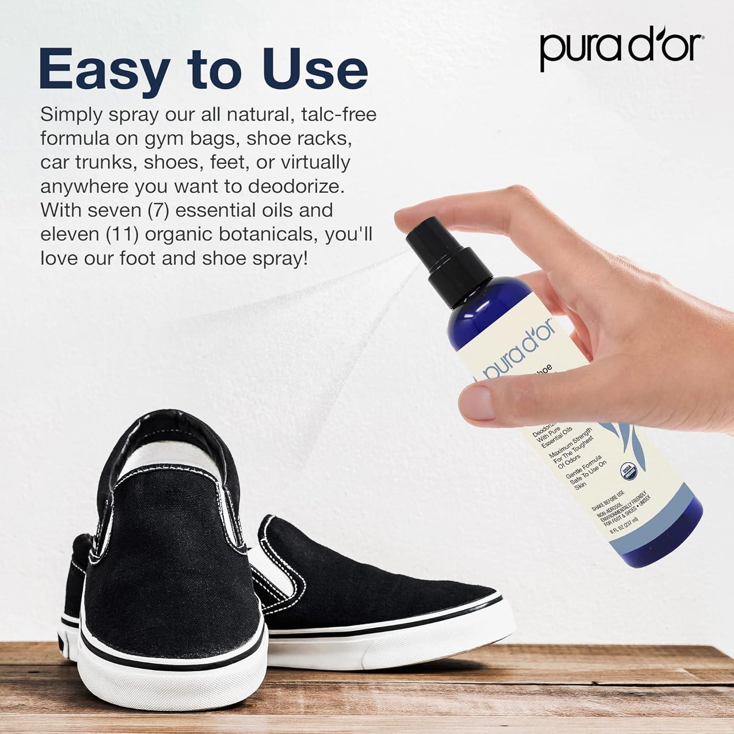 PURA D'OR Spray Orgánico Eliminador de Olores para Zapatos 240 ml