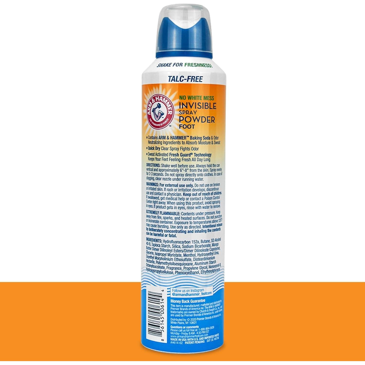 Spray en Polvo Invisible Arm & Hammer 7 Oz Control Olor Pies