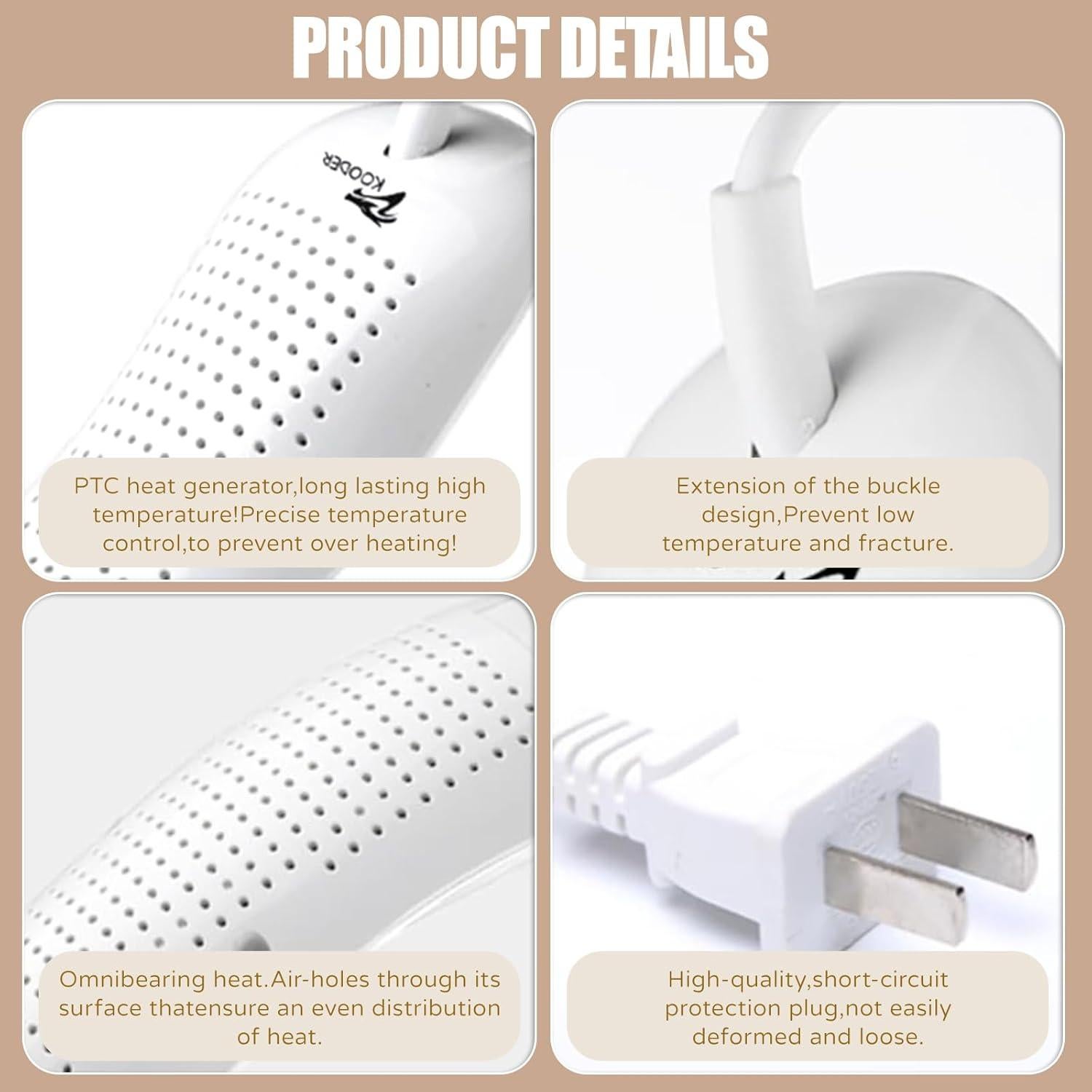 Secador de Zapatos KOODER HXQ-02 Blanco 0.28 kg