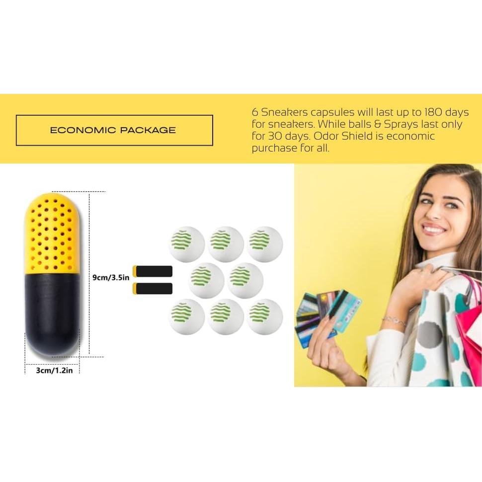 6 Pastillas Desodorantes para Zapatos Odor Shield - Absorbentes