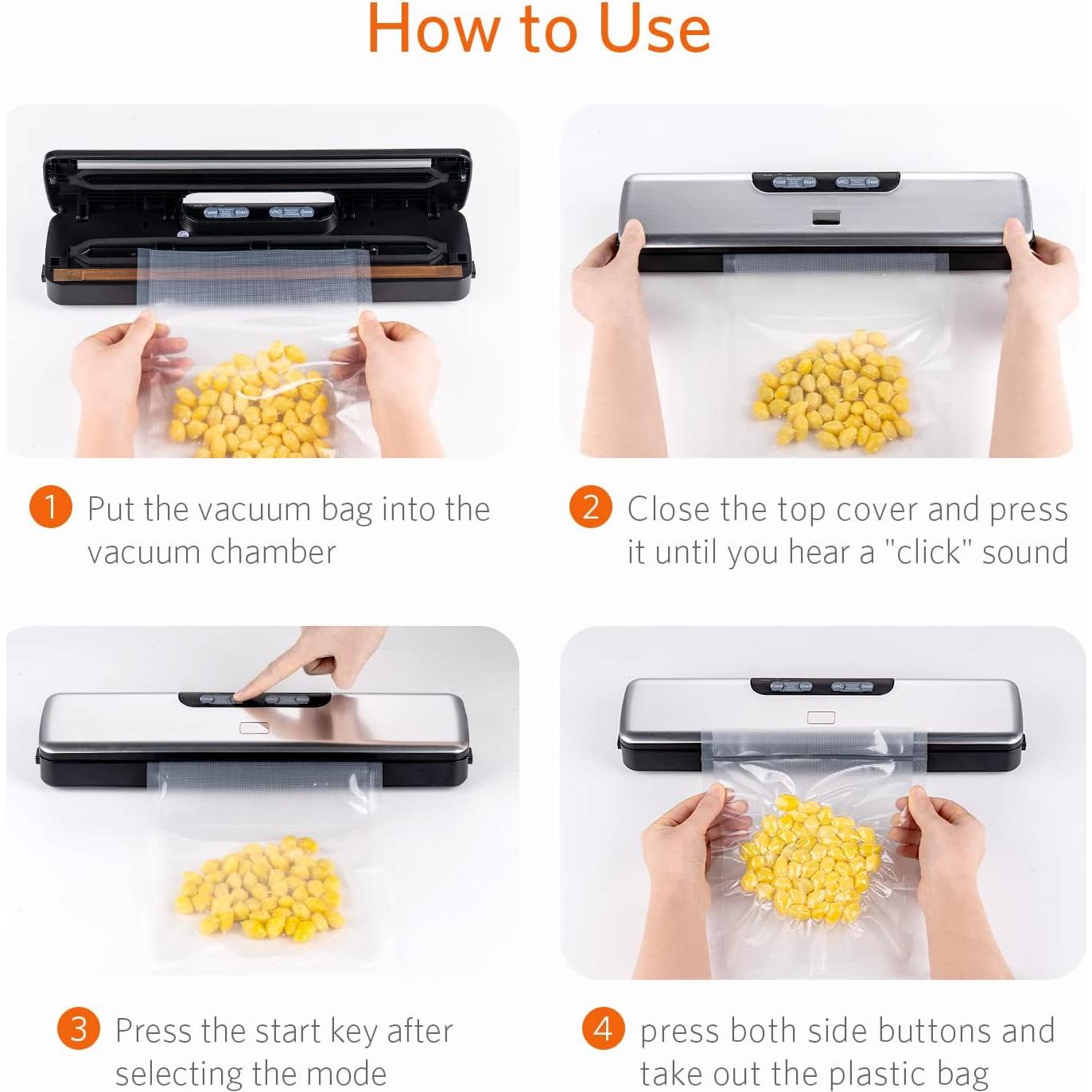 Selladora al Vacío BEYUAM BTAP15 5 en 1 con 15 Bolsas