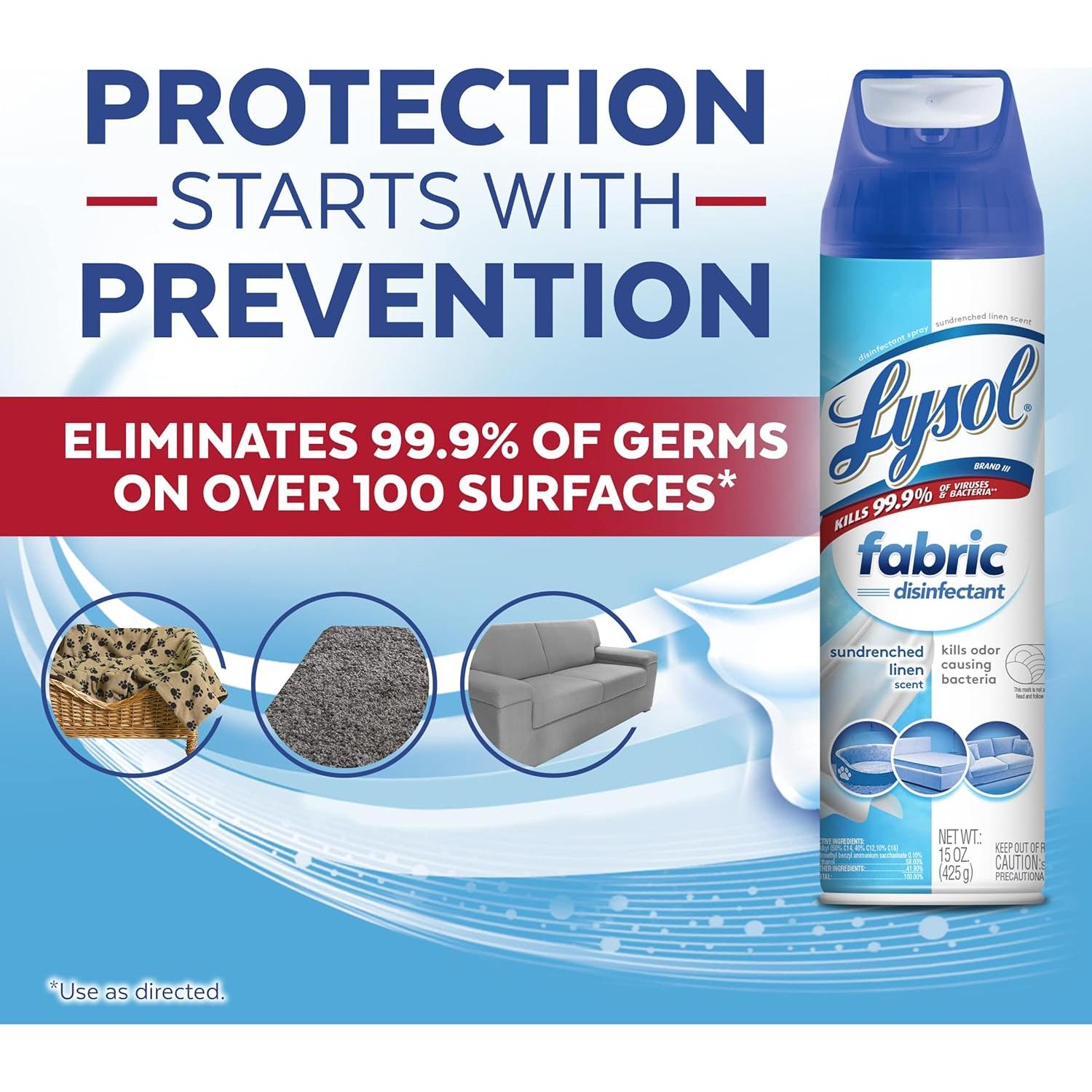 Lysol Spray Desinfectante para Telas 450 ml - Elimina Bacterias