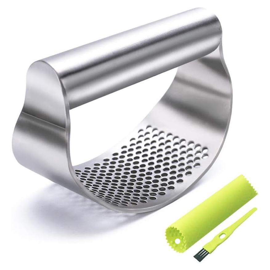 Prensa de Ajo GuDoQi de Acero Inoxidable con Pelador