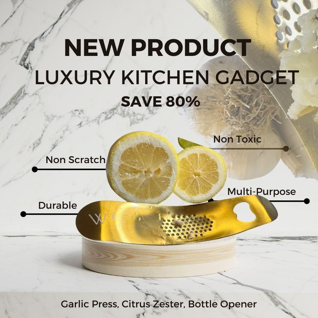 Prensa de Ajo Dorada Wild Peace - Acero Inoxidable 81g