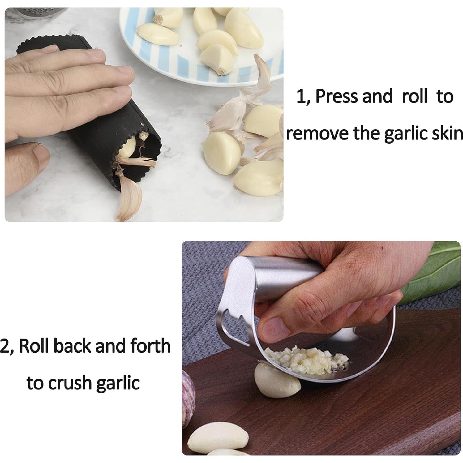 Prensa de Ajo Acero Inoxidable 304 Rocker 2 en 1 - Negro/Azul