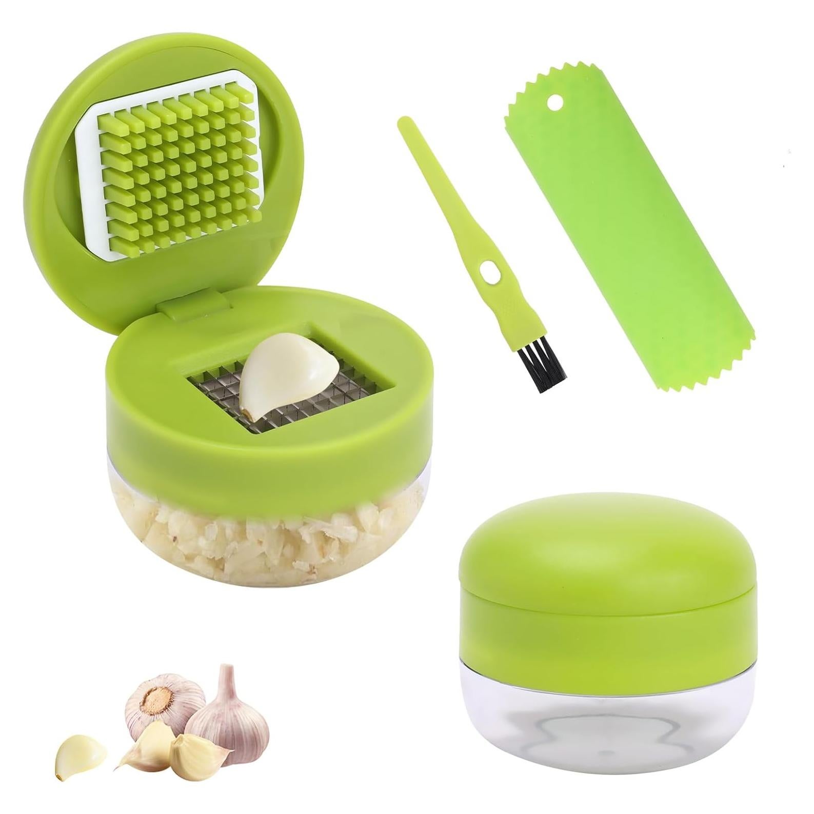 Juego de Prensa de Ajo PINYUE 2 Piezas Acero Inoxidable