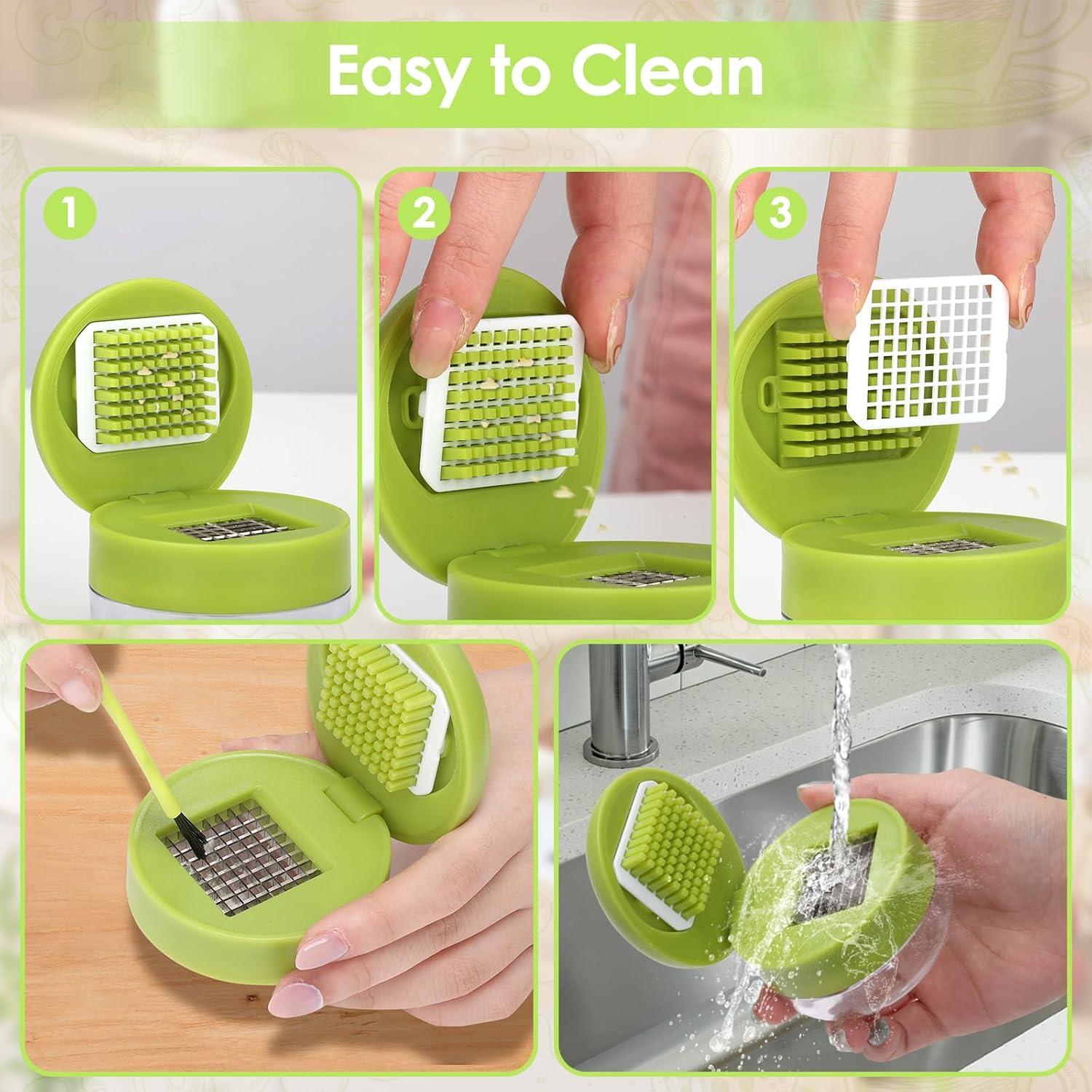 Juego de Prensa de Ajo PINYUE 2 Piezas Acero Inoxidable