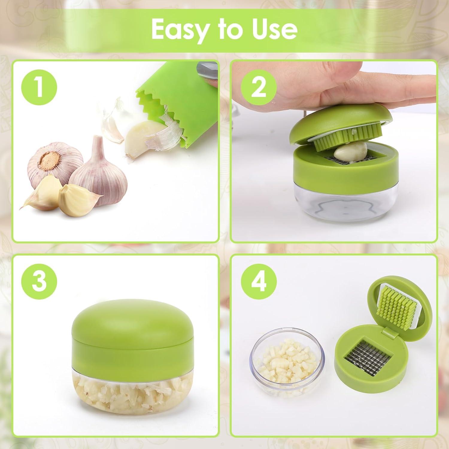 Juego de Prensa de Ajo PINYUE 2 Piezas Acero Inoxidable