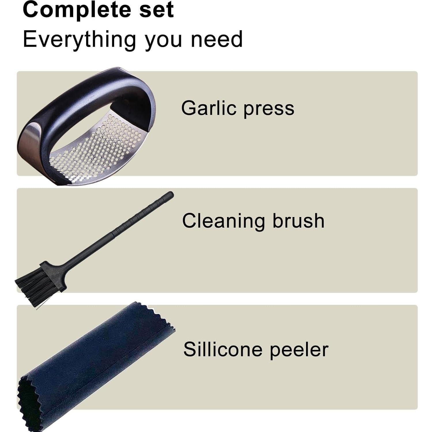 Prensador de Ajo Acero Inoxidable EYBDYB con Pelador y Raspador