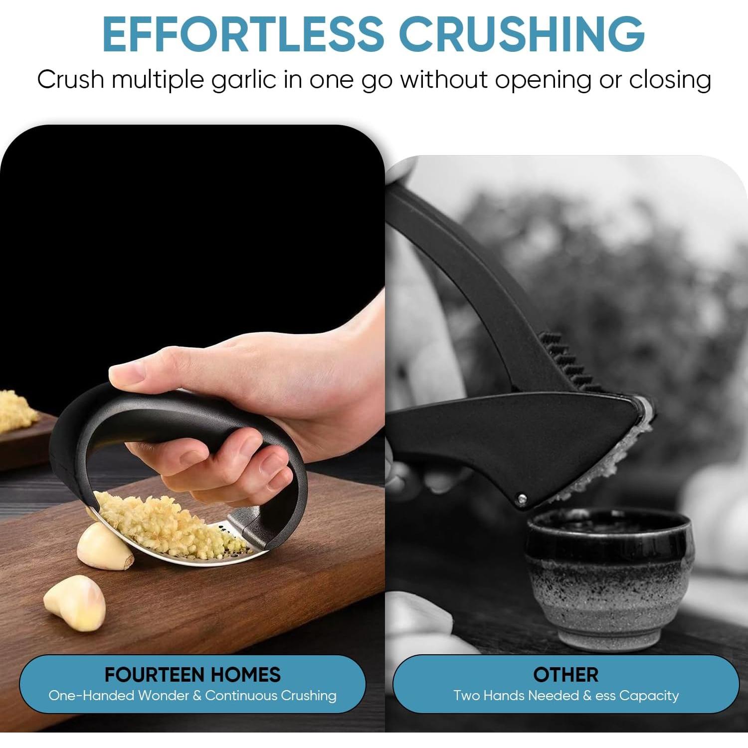 Prensa de Ajo Fourteen Homes Acero Inoxidable Negro 67g