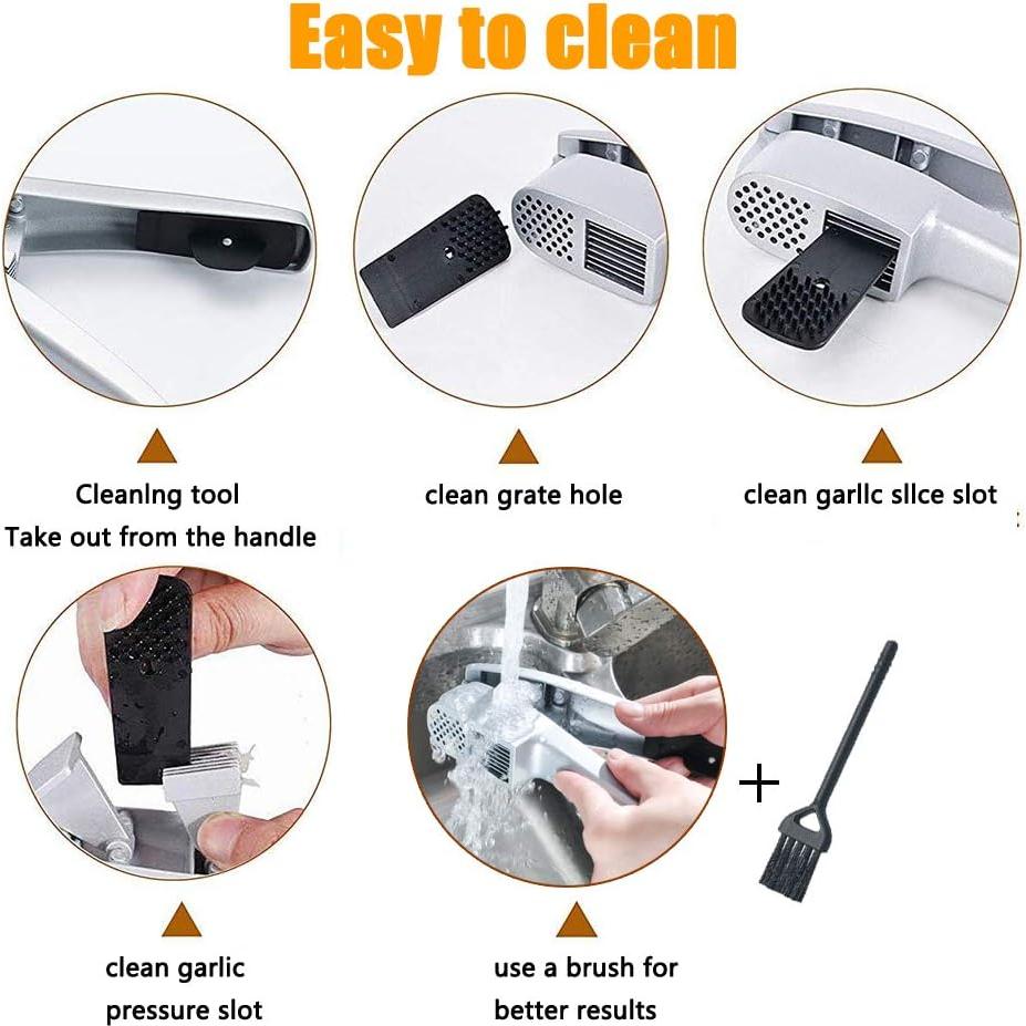 Prensa de Ajo 2 en 1 ANERONG con Pelador y Cepillo - Aluminio