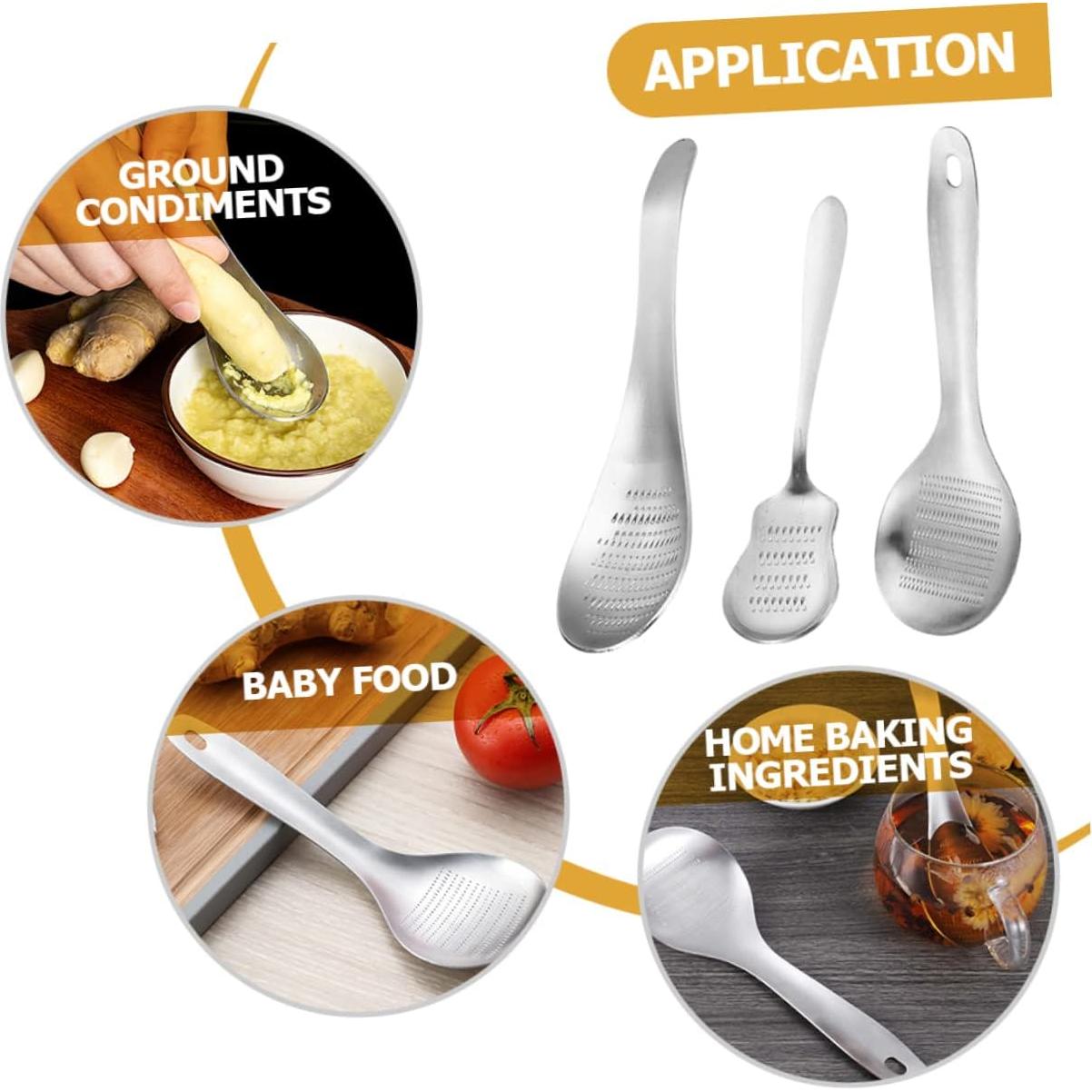 Set 3 Piezas Prensa de Ajo y Jengibre GOOHOCHY Acero Inoxidable