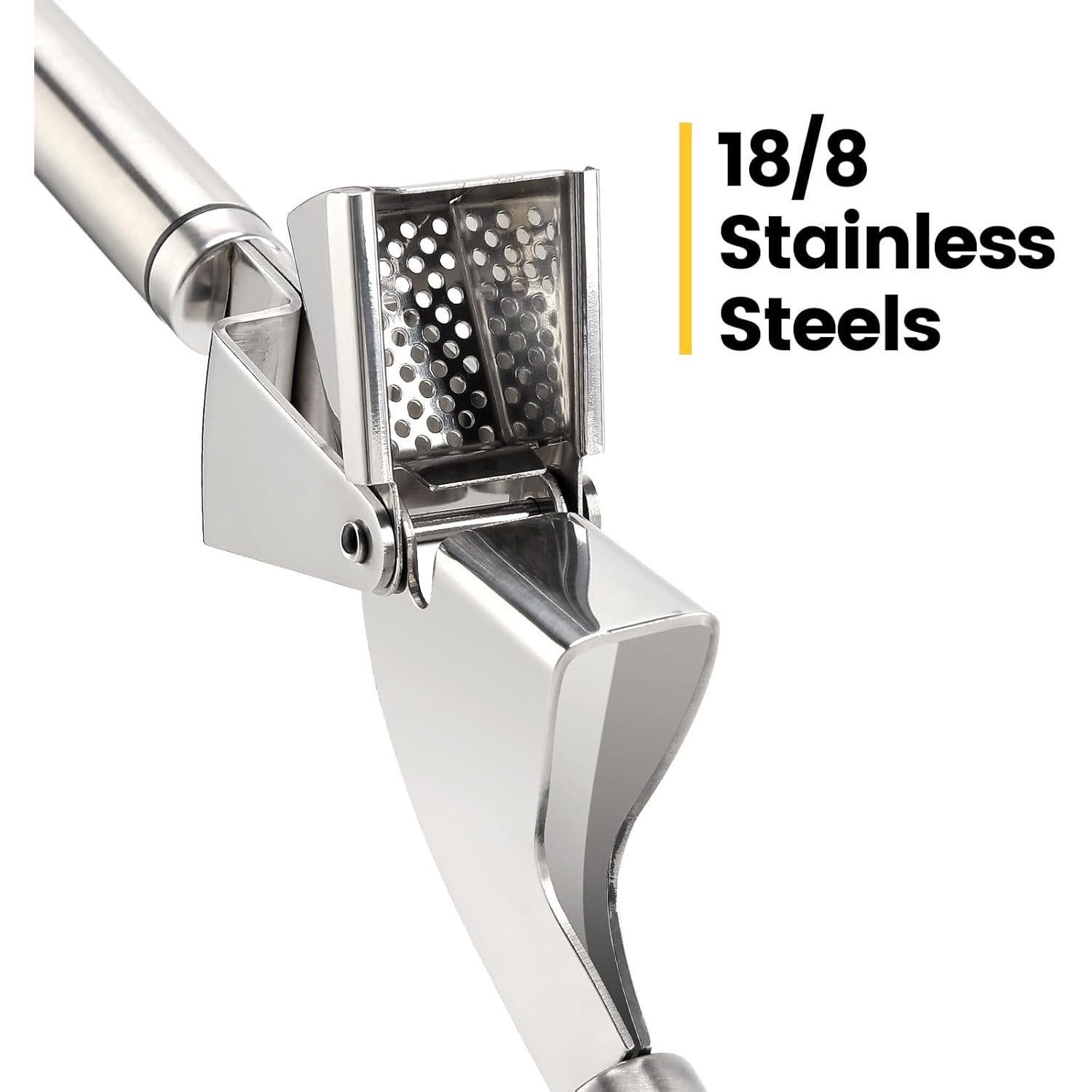 Prensa de Ajo BURLIHOME Acero Inoxidable con Pelador 290g