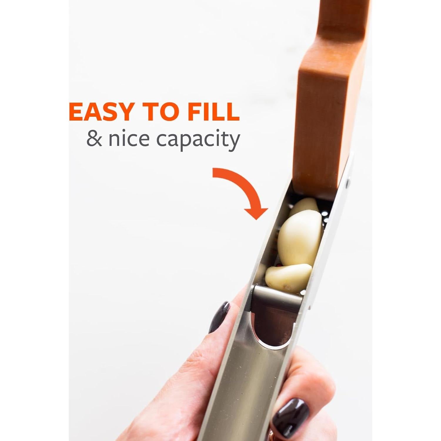 Prensa de Ajo Full Circle Acero Inoxidable 19.6 cm Fácil Limpieza