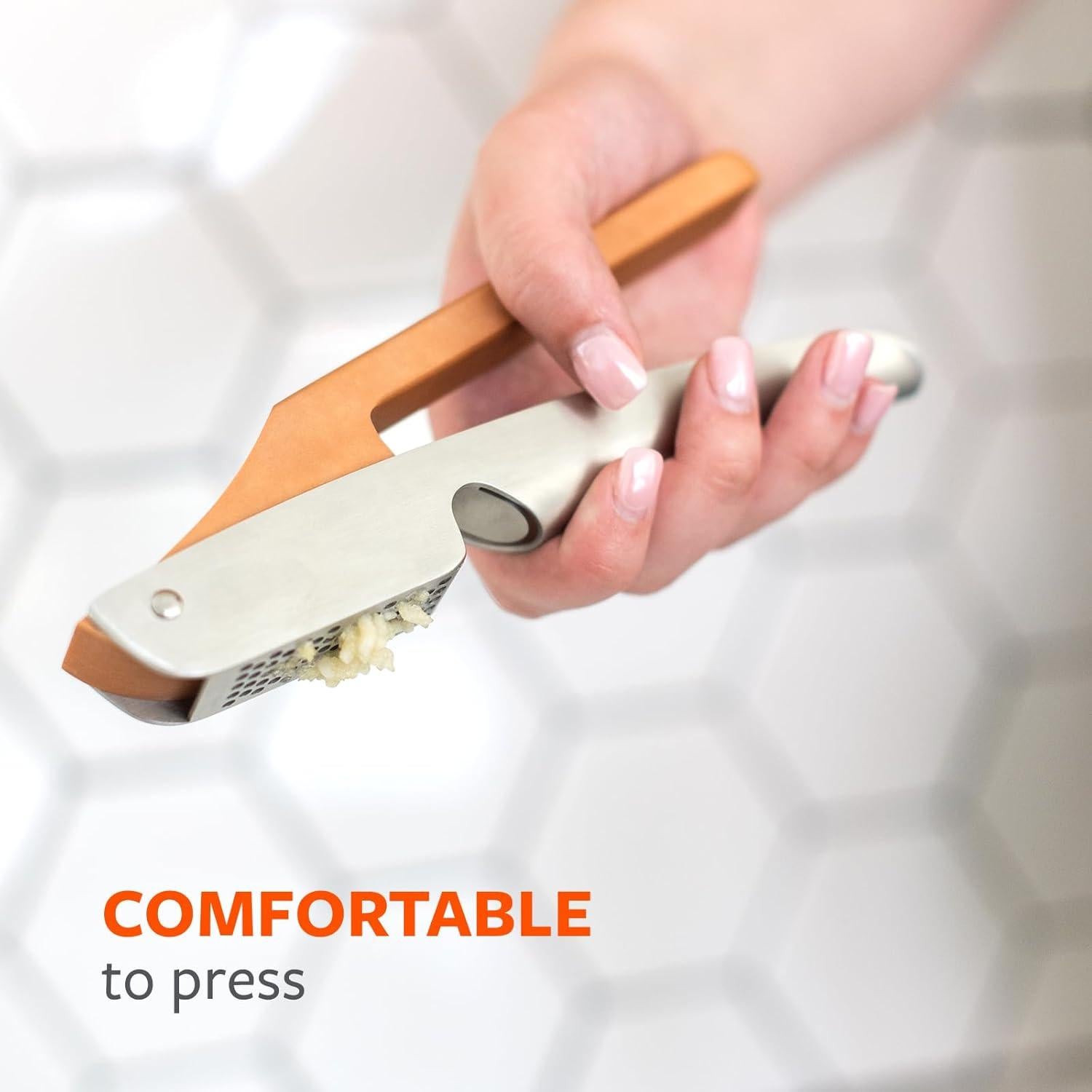 Prensa de Ajo Full Circle Acero Inoxidable 19.6 cm Fácil Limpieza