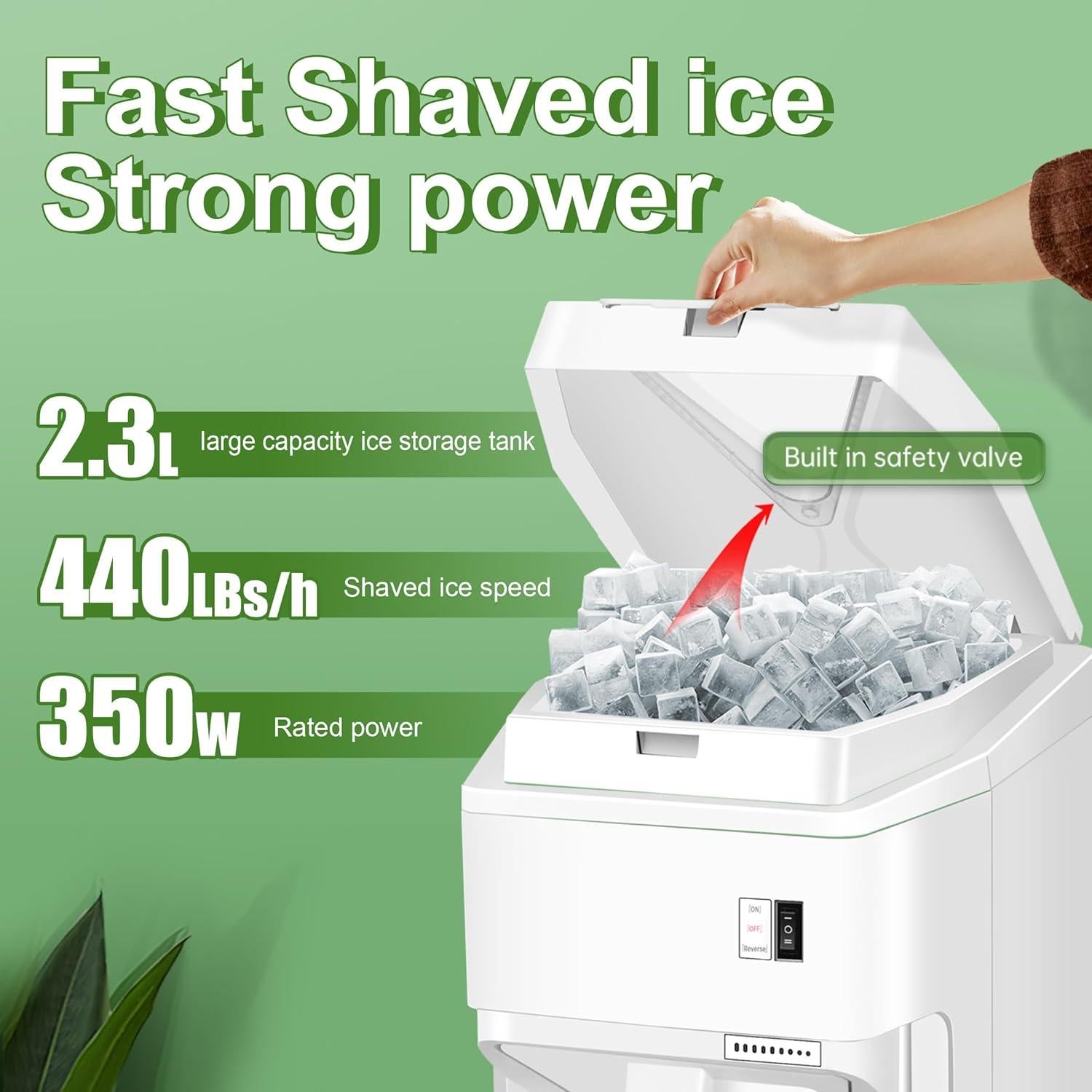 Trituradora de Hielo Vtsmax 350W Ajustable 440kg/h para Fiestas