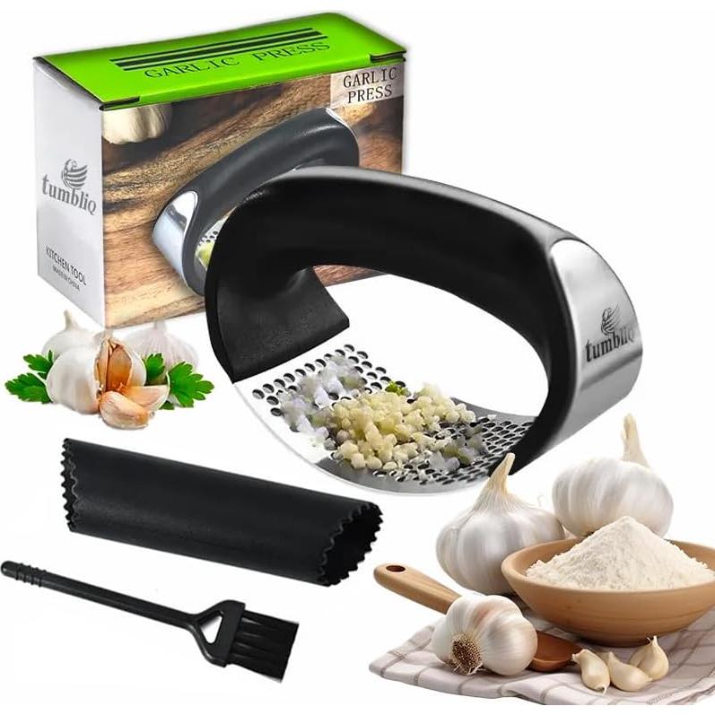Prensa de Ajo TumbliQ Acero Inoxidable 3 Piezas