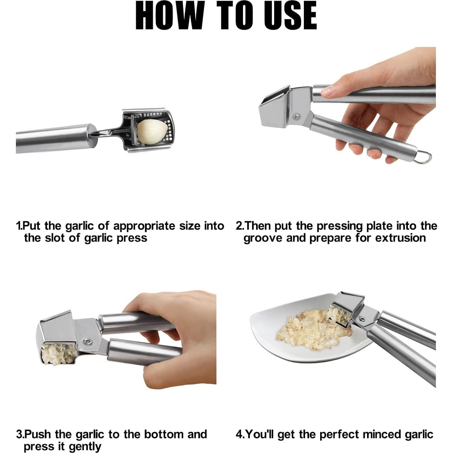 Prensa de Ajo BYVOV Acero Inoxidable Fácil de Limpiar