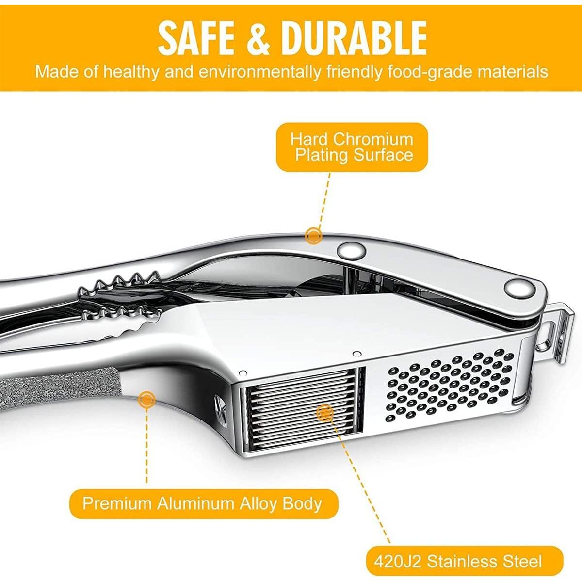Prensa de Ajo 2 en 1 KOUISYY Acero Inoxidable Fácil Limpieza