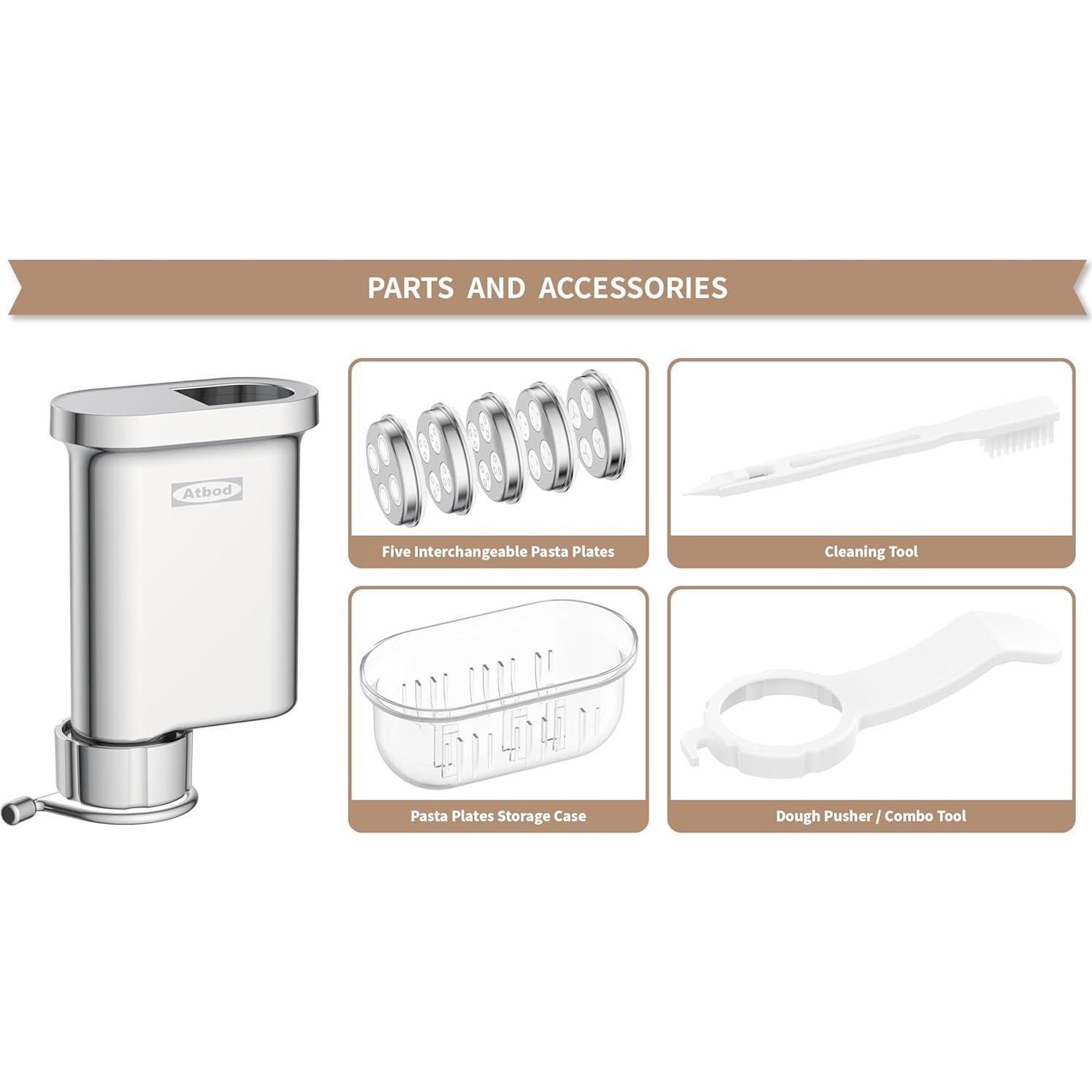 Prensa de Pasta Gourmet Atbod para Kitchenaid - 5 Discos Intercambiables