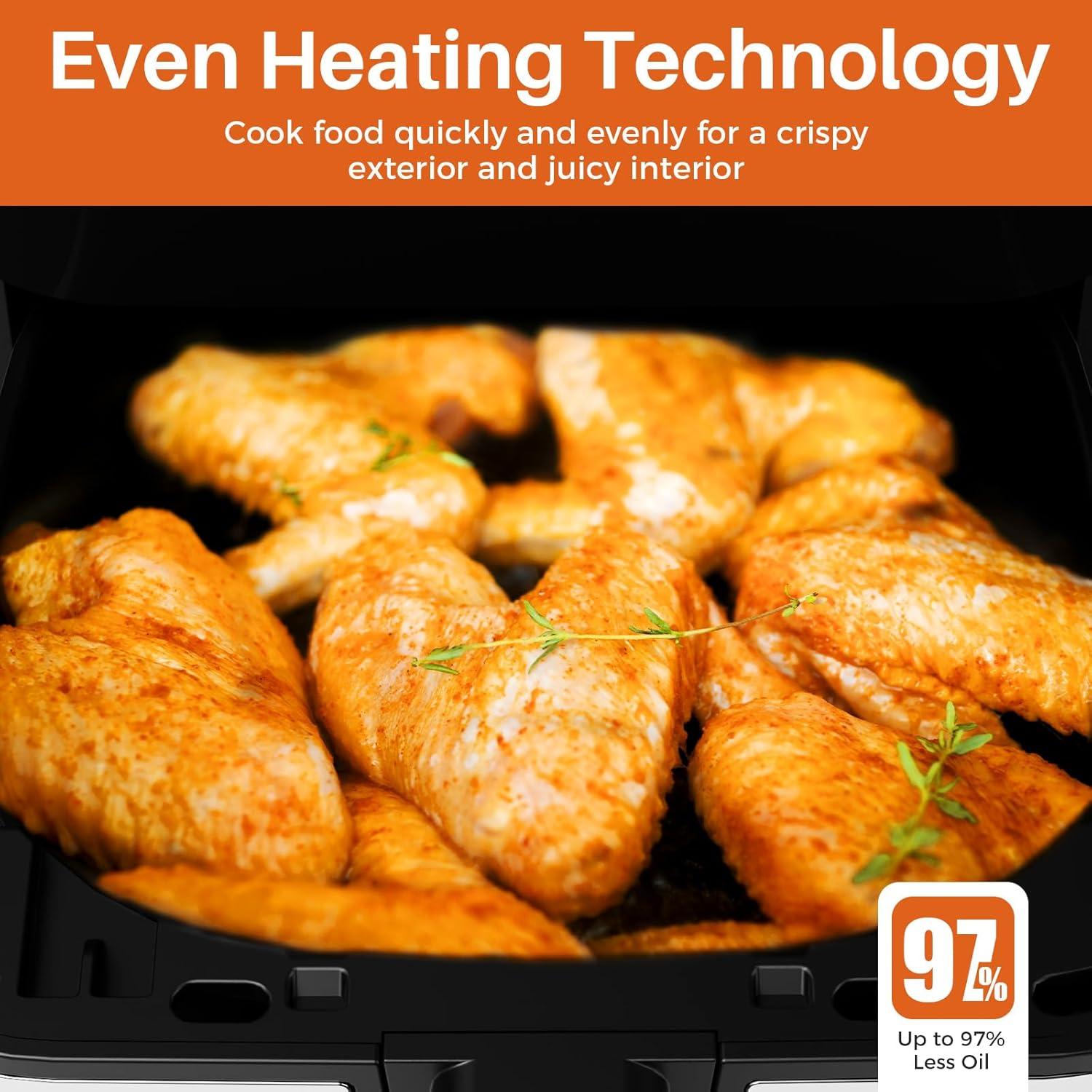 Freidora de Aire 4.5QT Kitchen Elite, Acero Inoxidable, Digital