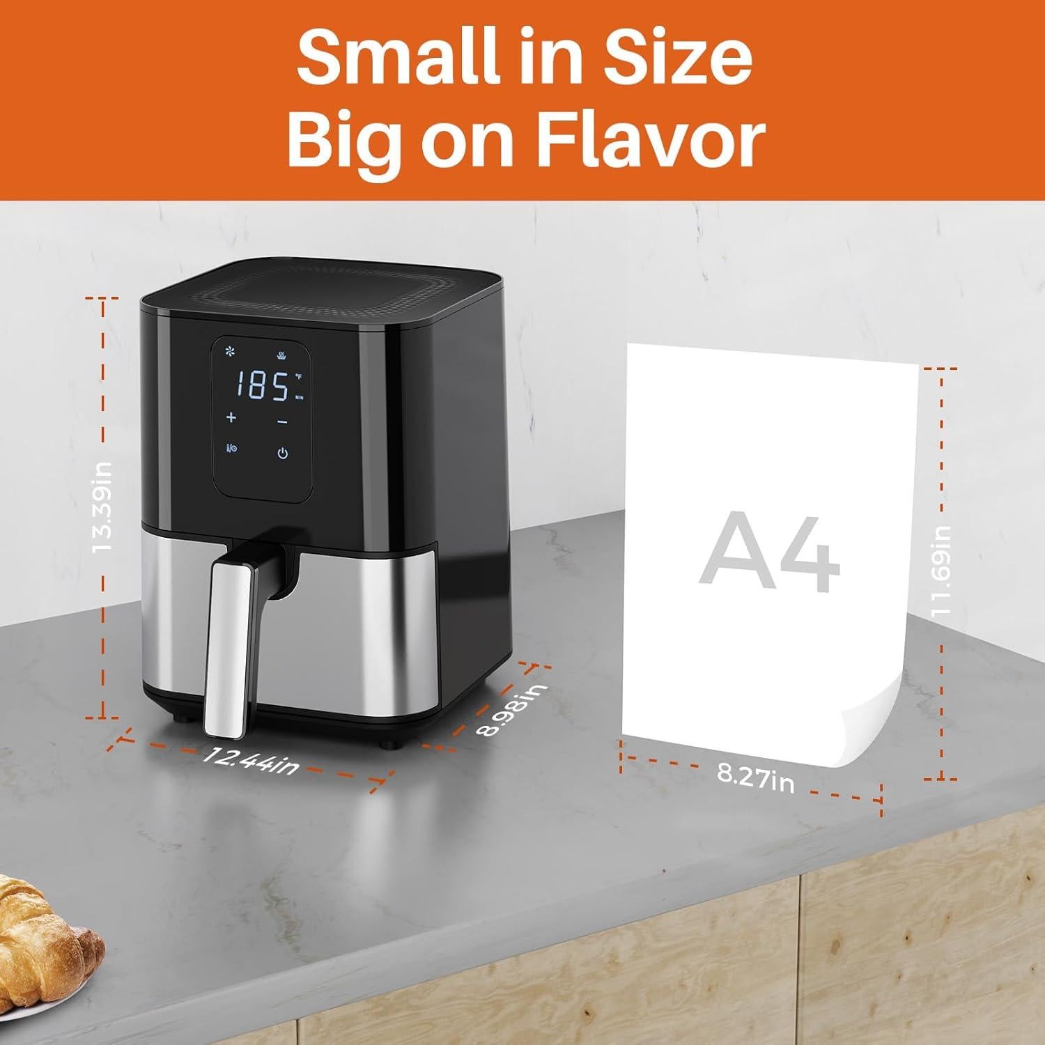 Freidora de Aire 4.5QT Kitchen Elite, Acero Inoxidable, Digital