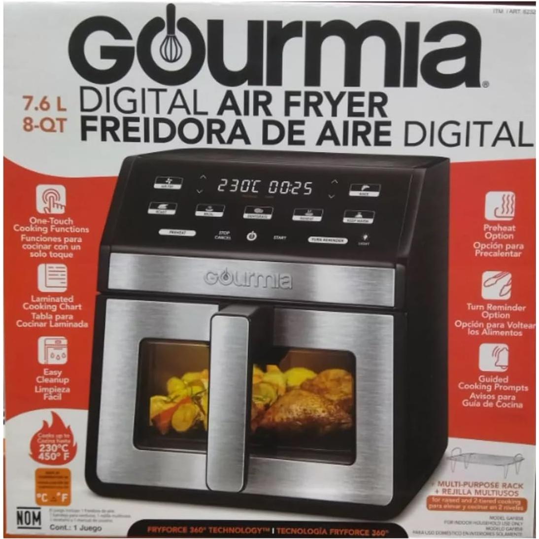 Freidora de Aire Digital Gourmia 7.5L con Ventana y Luz