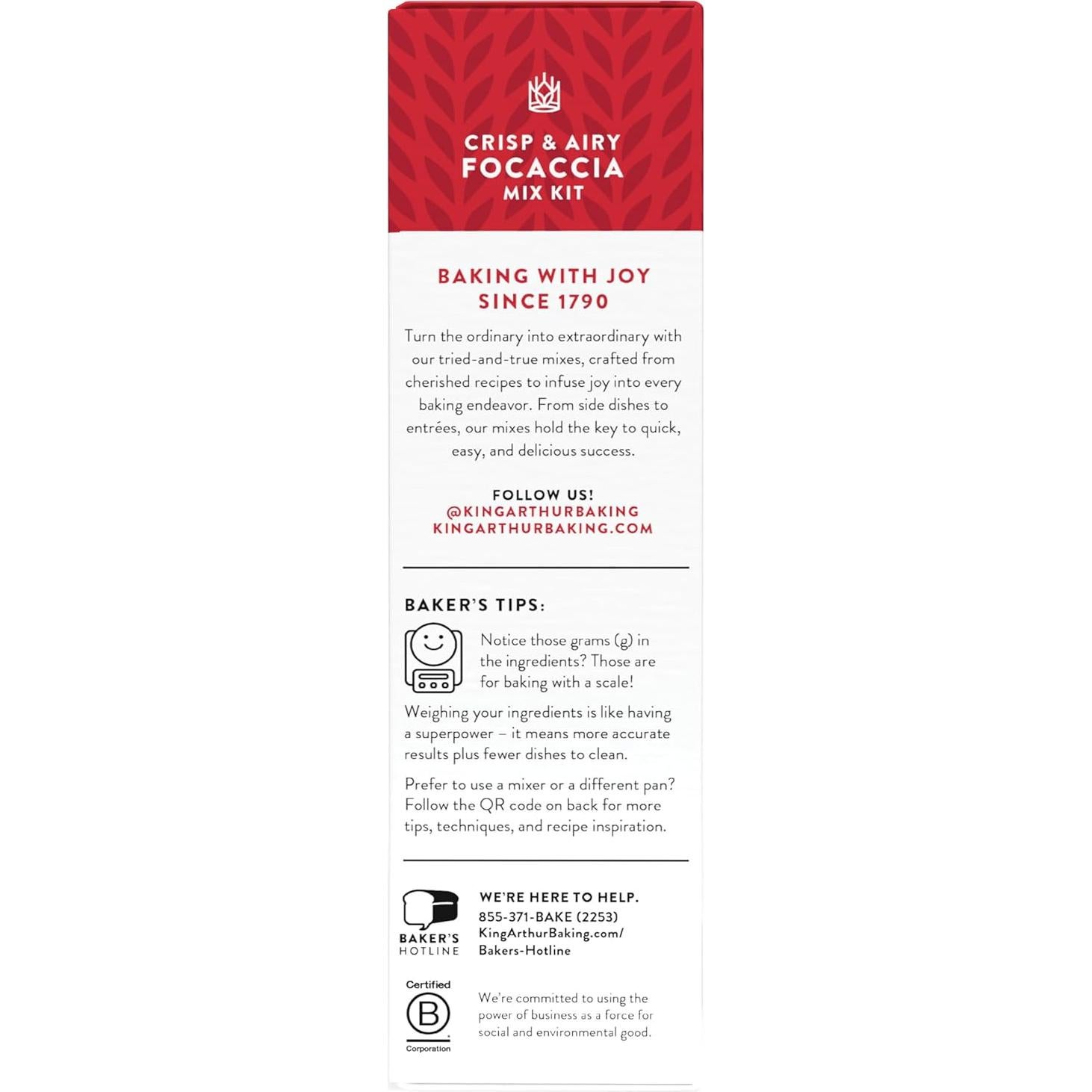 Kit de Mezcla de Focaccia King Arthur 18.4 oz - Listo en 1 hora